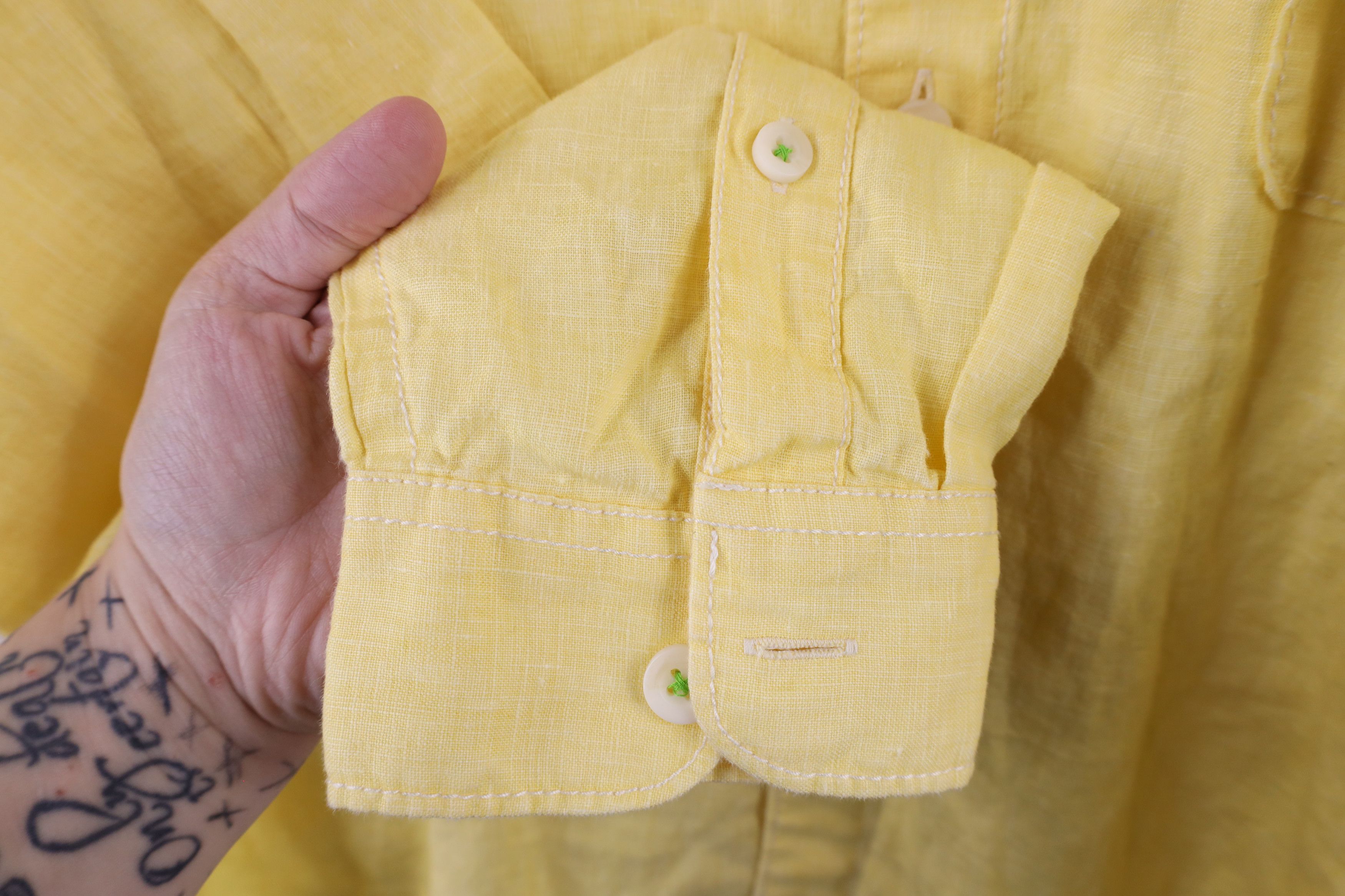 Tommy Bahama × Vintage Tommy Bahama Linen Long Sleeve Collared Button Shirt Yellow Size US L / EU 52-54 / 3 - 10 Thumbnail