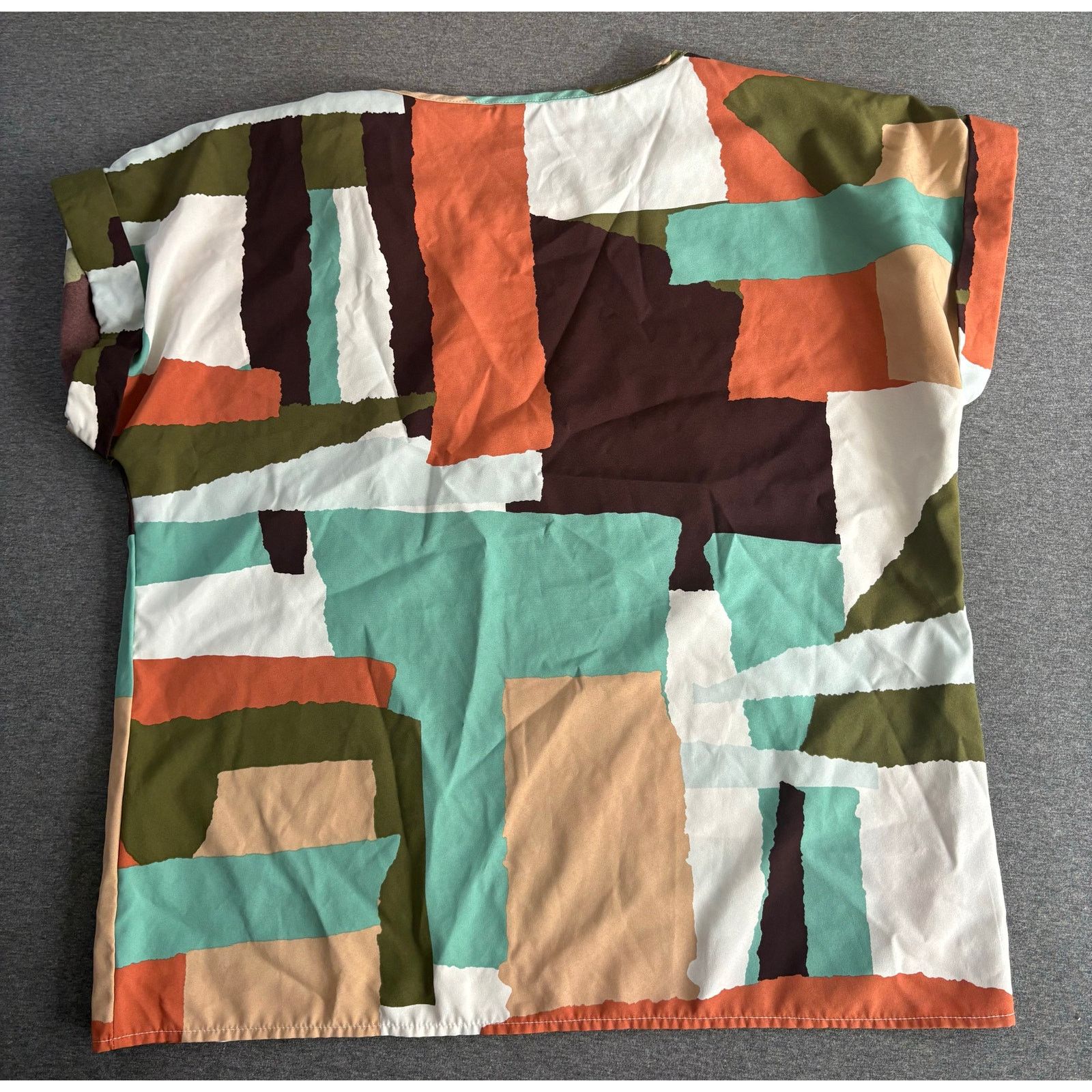 Other Emery Rose | Abstract Colorblock Short Sleeve Top | Large Size L / US 10 / IT 46 - 2 Thumbnail