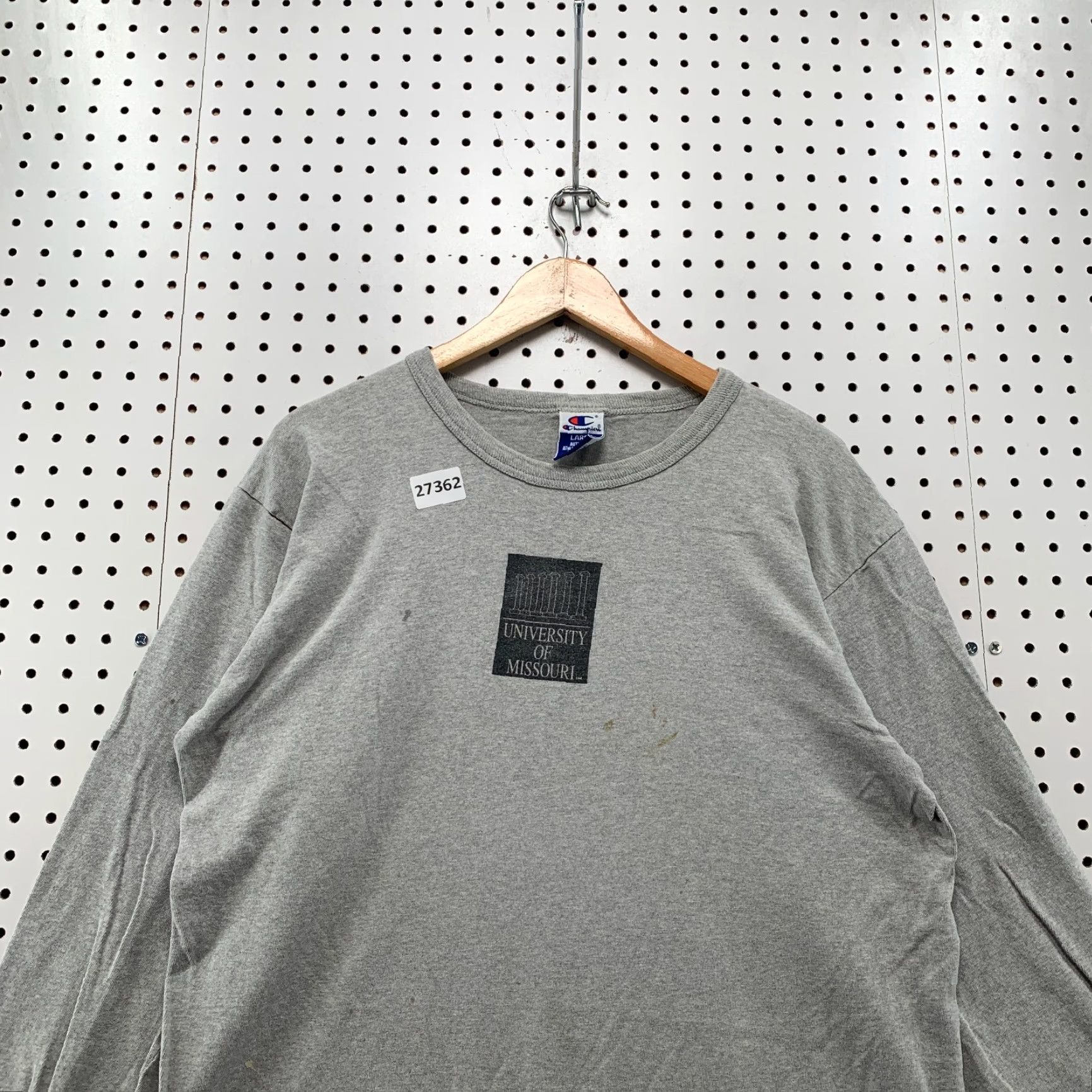 Champion VINTAGE Champion University Shirt Long Sleeve Adult Large Gray 90s MU 1990s Mens Size US L / EU 52-54 / 3 - 5 Thumbnail