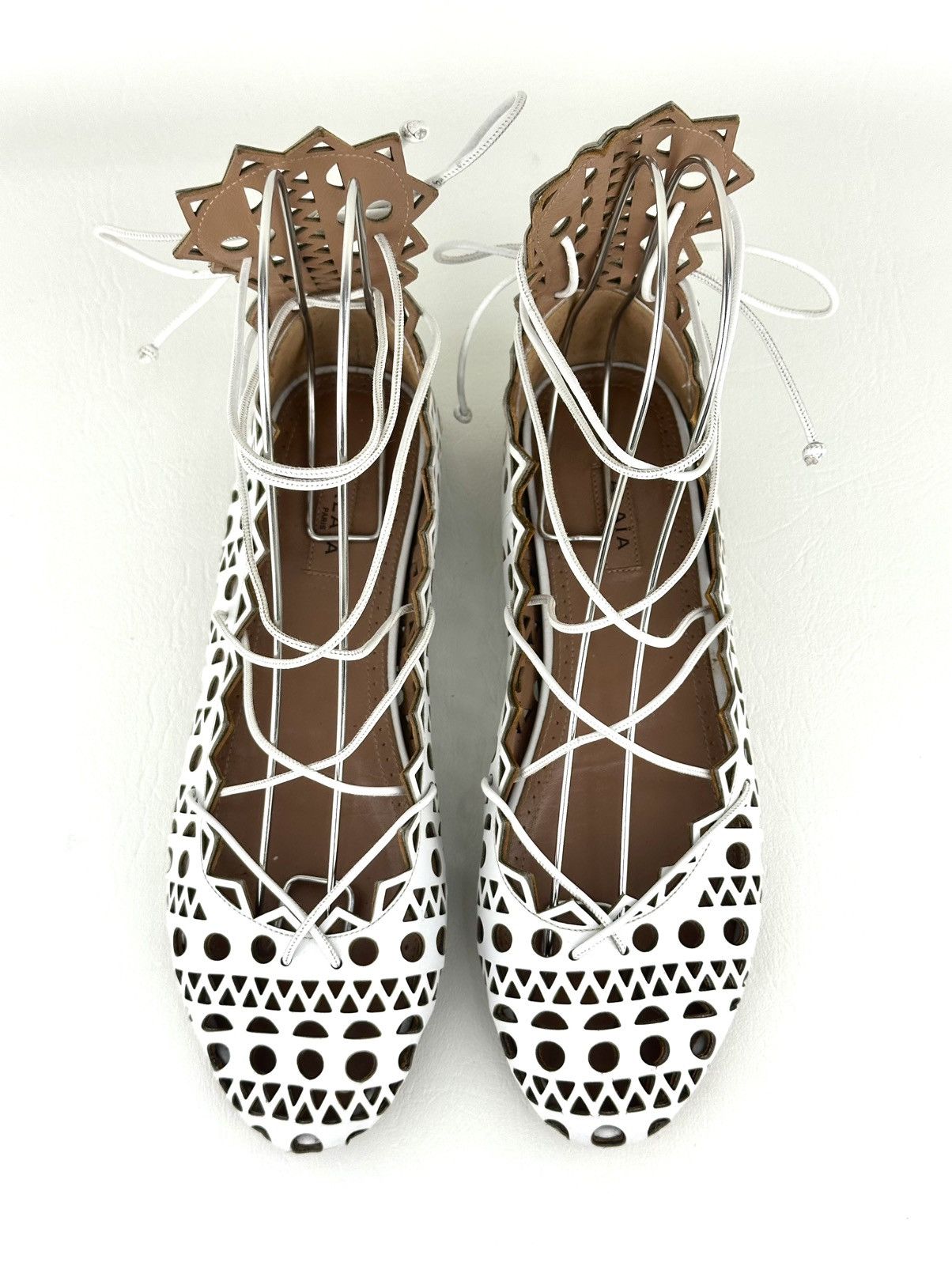 Alaia ALAIA Cut-Out Lace Up Ballet Flats Size US 7 / IT 37 - 2 Thumbnail