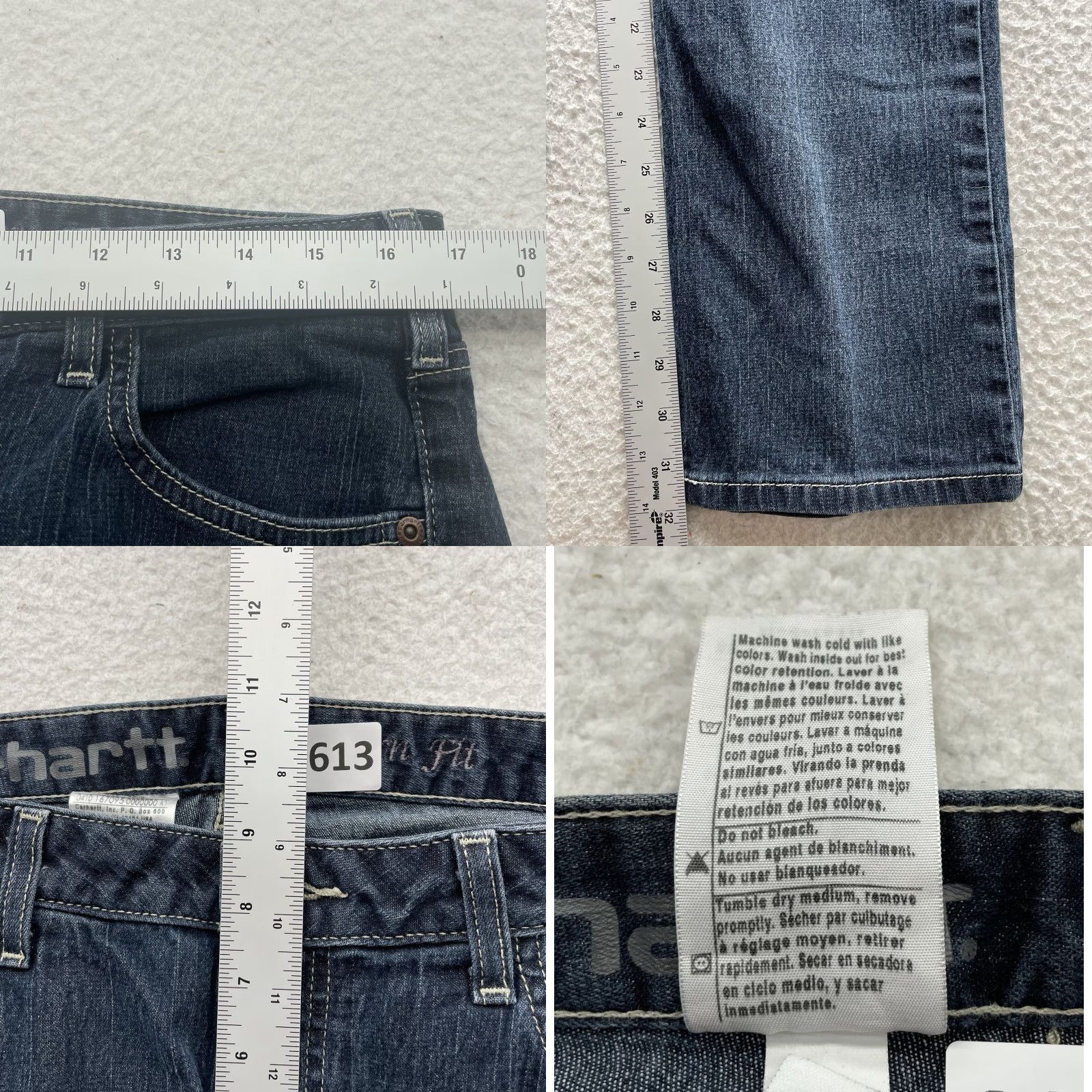 Carhartt Carhartt Jeans Womens 33x32 Modern Fit Dark Wash Blue 5-Pocket Denim Jeans Slim Straight Mens? Size 24" / US 00 / IT 34 - 8 Thumbnail