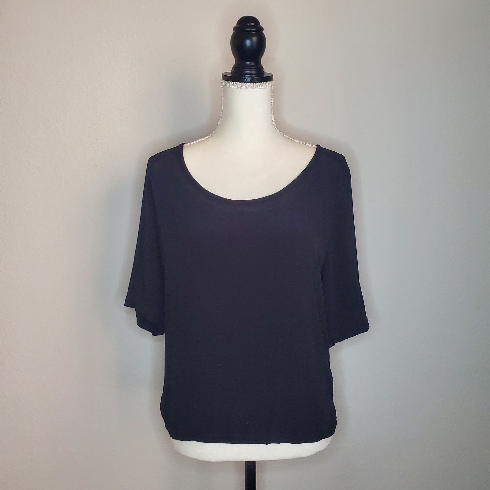 MONROW Monrow Black Crepe Blouse Medium Size M / US 6-8 / IT 42-44 - 1 Thumbnail