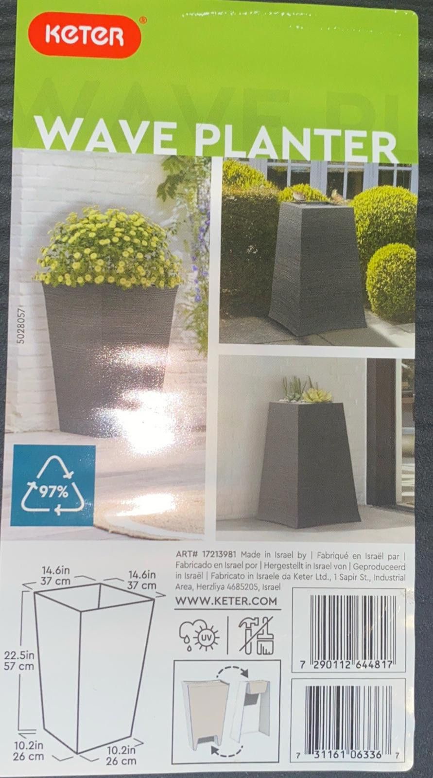 Other Keter Black Wave Planter 22 in. Tall New Size ONE SIZE - 1 Thumbnail