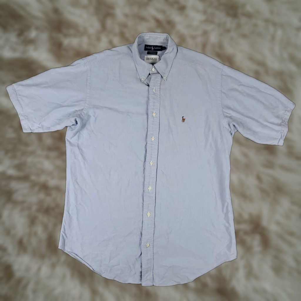 Ralph Lauren Ralph Lauren Shirt Mens Size 16 Blue Pony Dress Button Up Short Sleeve Dress Shirt Classic American Modern Mens Size 42R - 1 Thumbnail