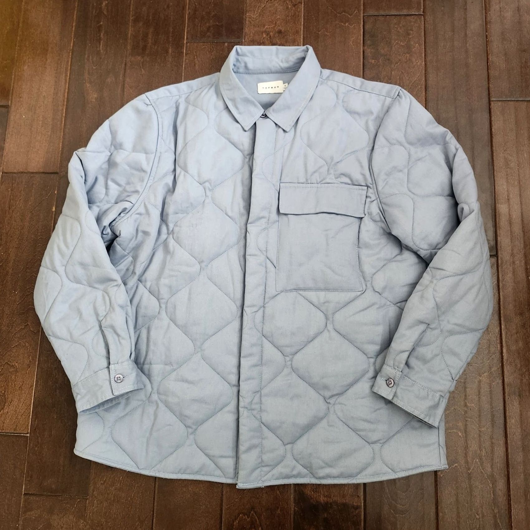 Topman Topman Quilted Jacket Mens XL Blue Padded Size US XL / EU 56 / 4 - 2 Thumbnail