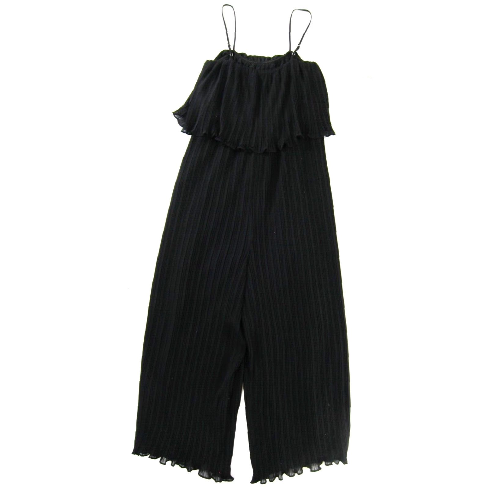 Vintage Gianni Bini Black Ribbed Spaghetti Strap Wide Leg Romper Jumpsuit Women Medium Size 32" / US 10 / IT 46 - 2 Thumbnail