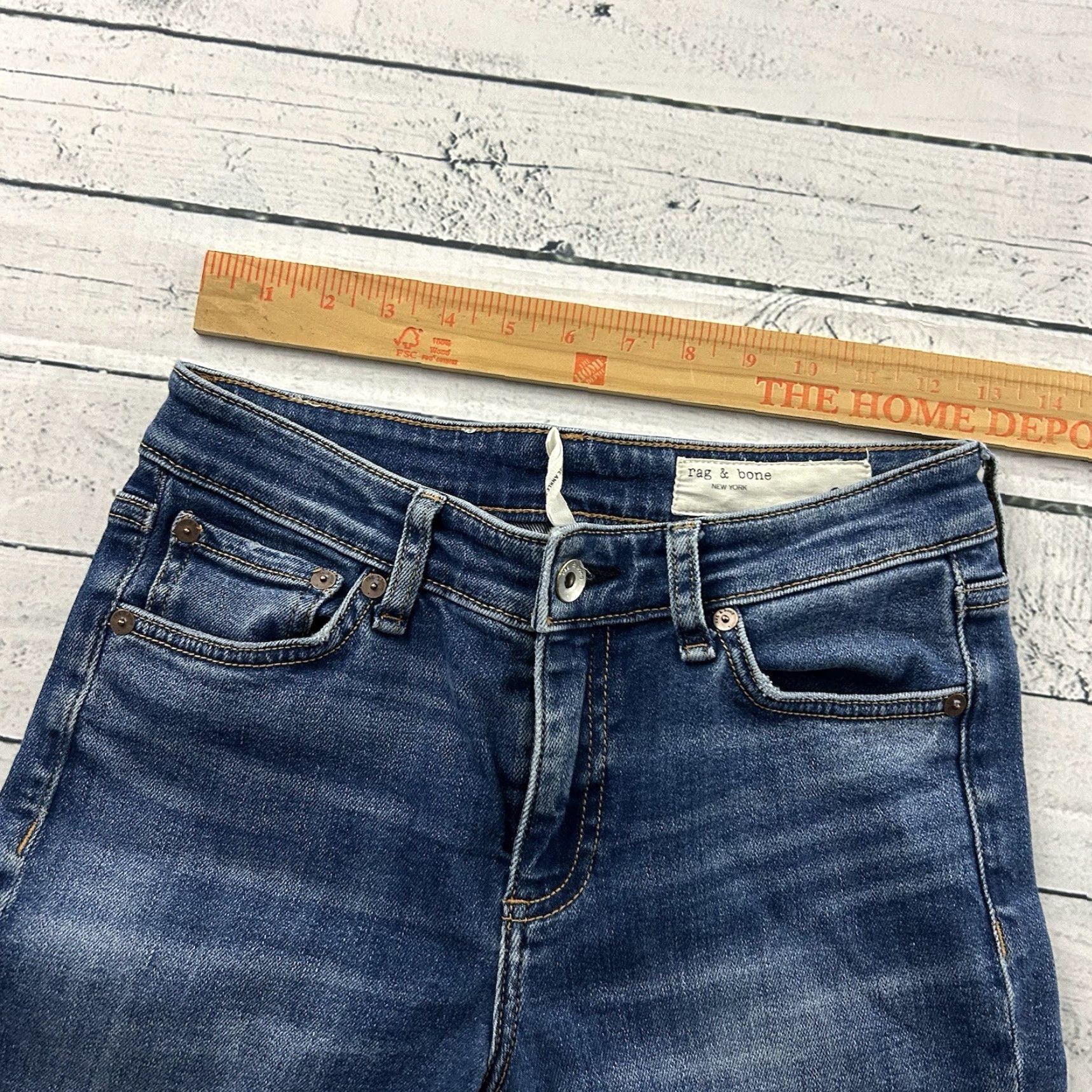 Rag & Bone rag & bone jeans Skinny Blue 25 Womens Denim Rag & Bone Cate Mid Rise Ankle Raw Hew Skinny Denim Blue Jeans Women's 25 Size 42" / US 20 - 7 Thumbnail