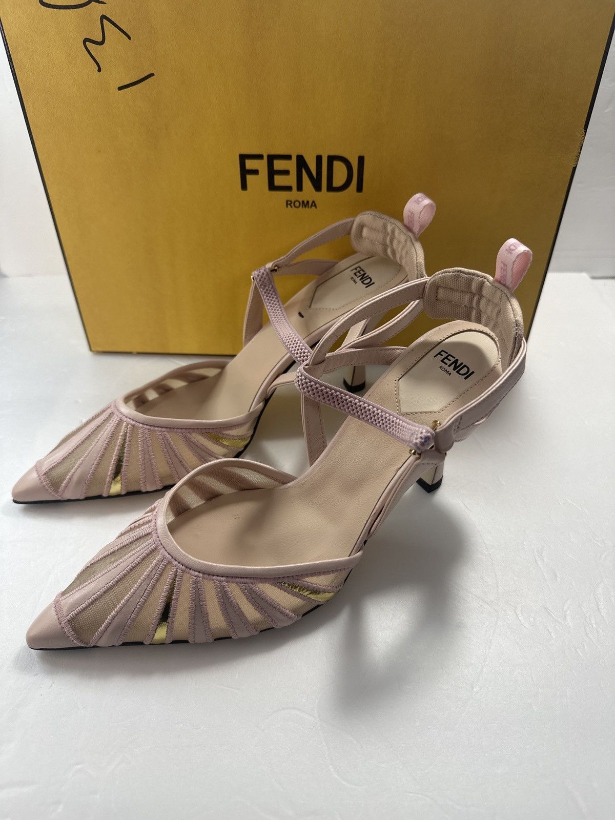 Gucci FENDI leather and mesh high-heeled slingbacks Size US 6.5 Size US 6.5 / IT 36.5 - 10 Thumbnail