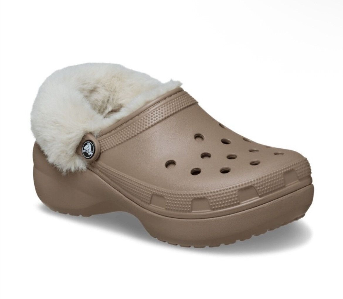 Crocs Crocs Classic Platform Fuzz Lined Clog Latte W11 M9 Size US 11 / IT 41 - 1 Thumbnail