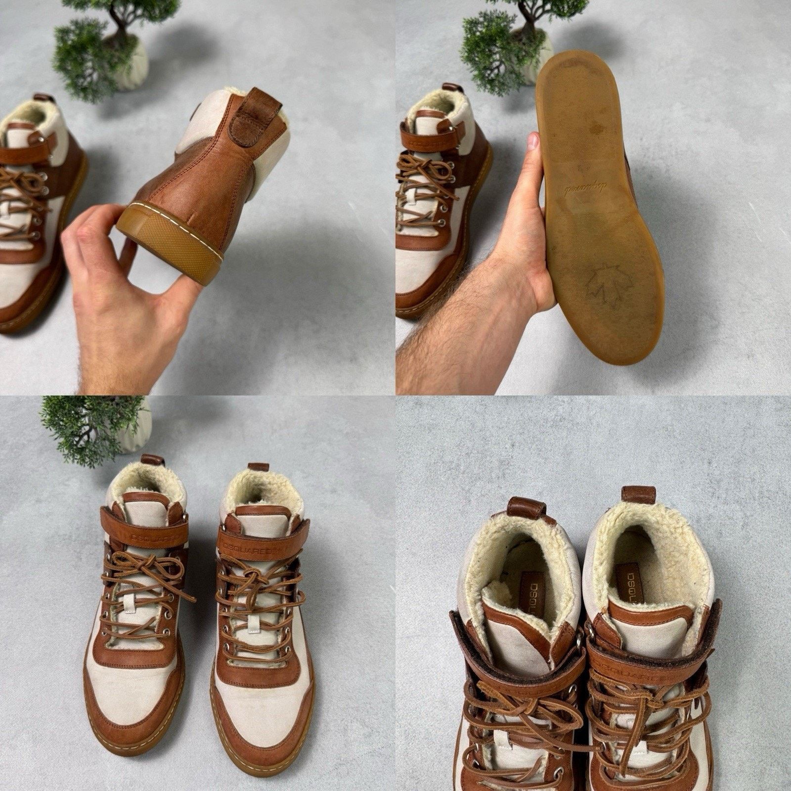 Dsquared2 Dsquared2 Men High Sneakers With Fur Brown Size EU 41 US 8 Size US 8 / EU 41 - 23 Thumbnail