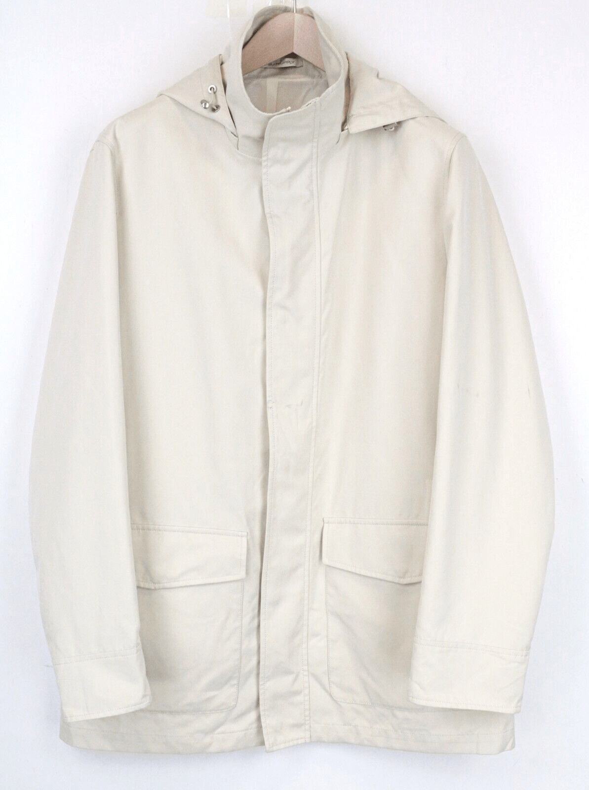 image of Suitsupply Piemonte Uk40R Beige Long Sleeved Hooded Jacket 68518 in Off White, Men's (Size Medium)