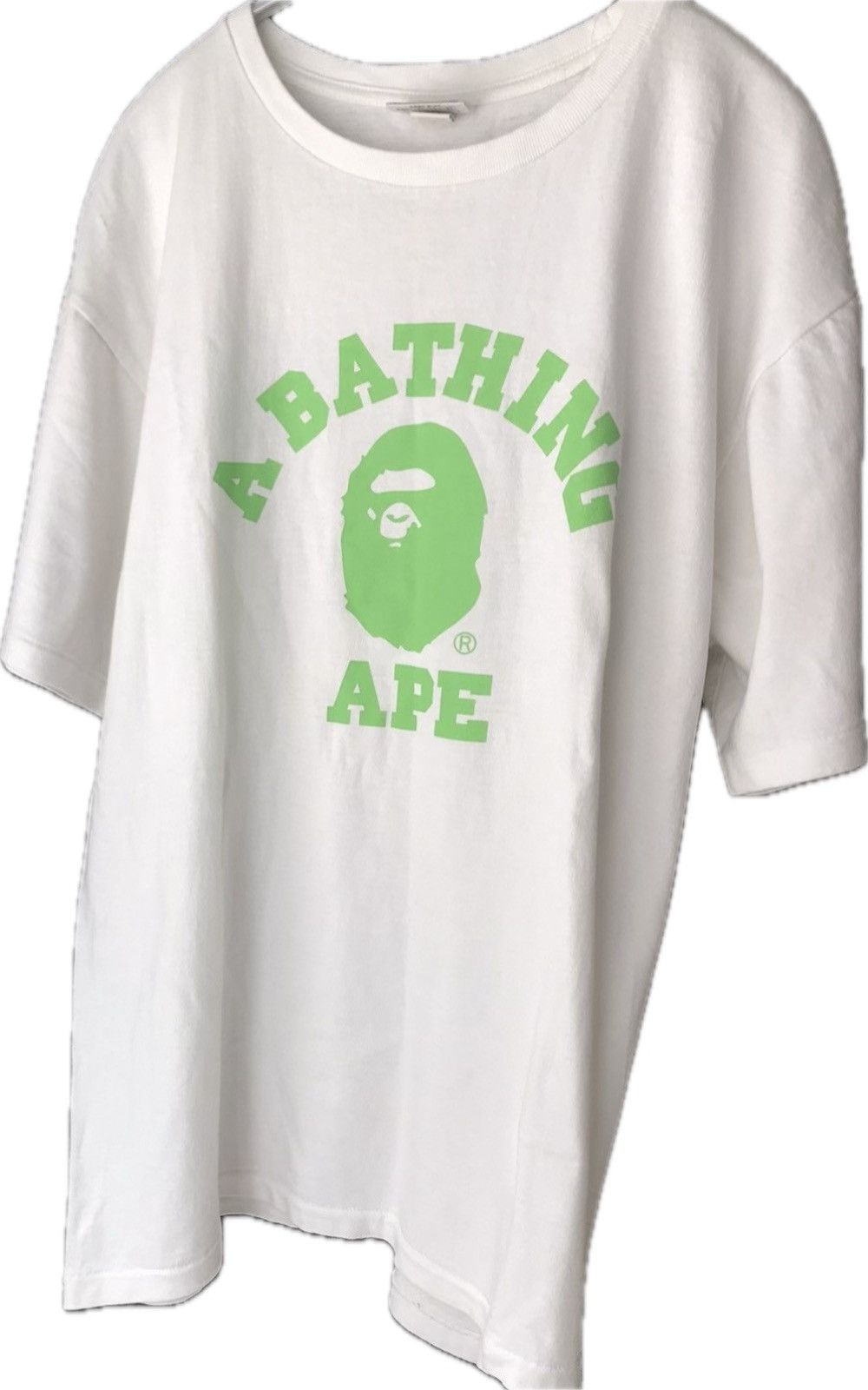 Bape Slime Green College Logo Tee