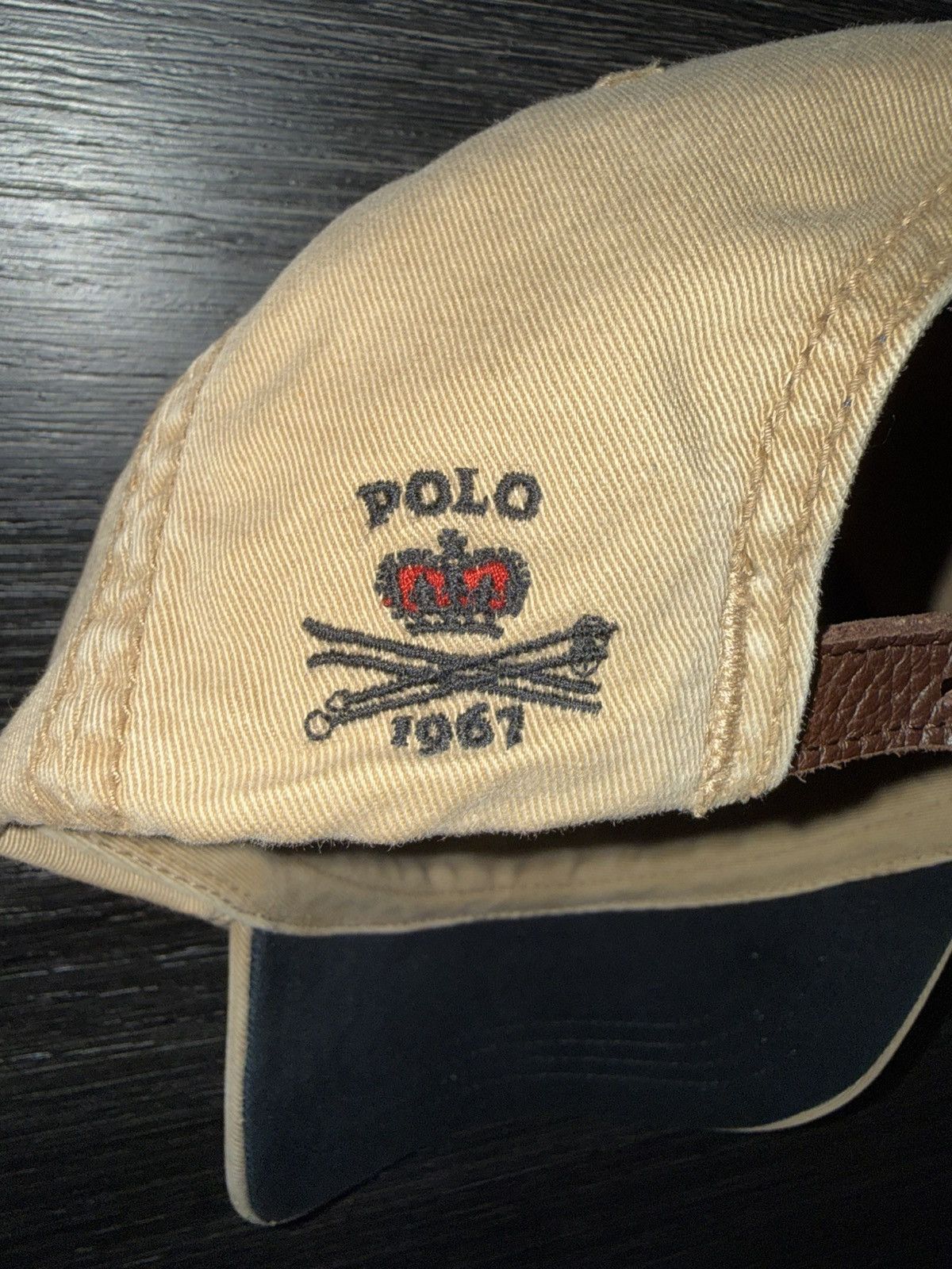 Polo Ralph Lauren Polo Ralph Lauren Crest Strapback Hat Khaki Leather Back Size ONE SIZE - 4 Thumbnail