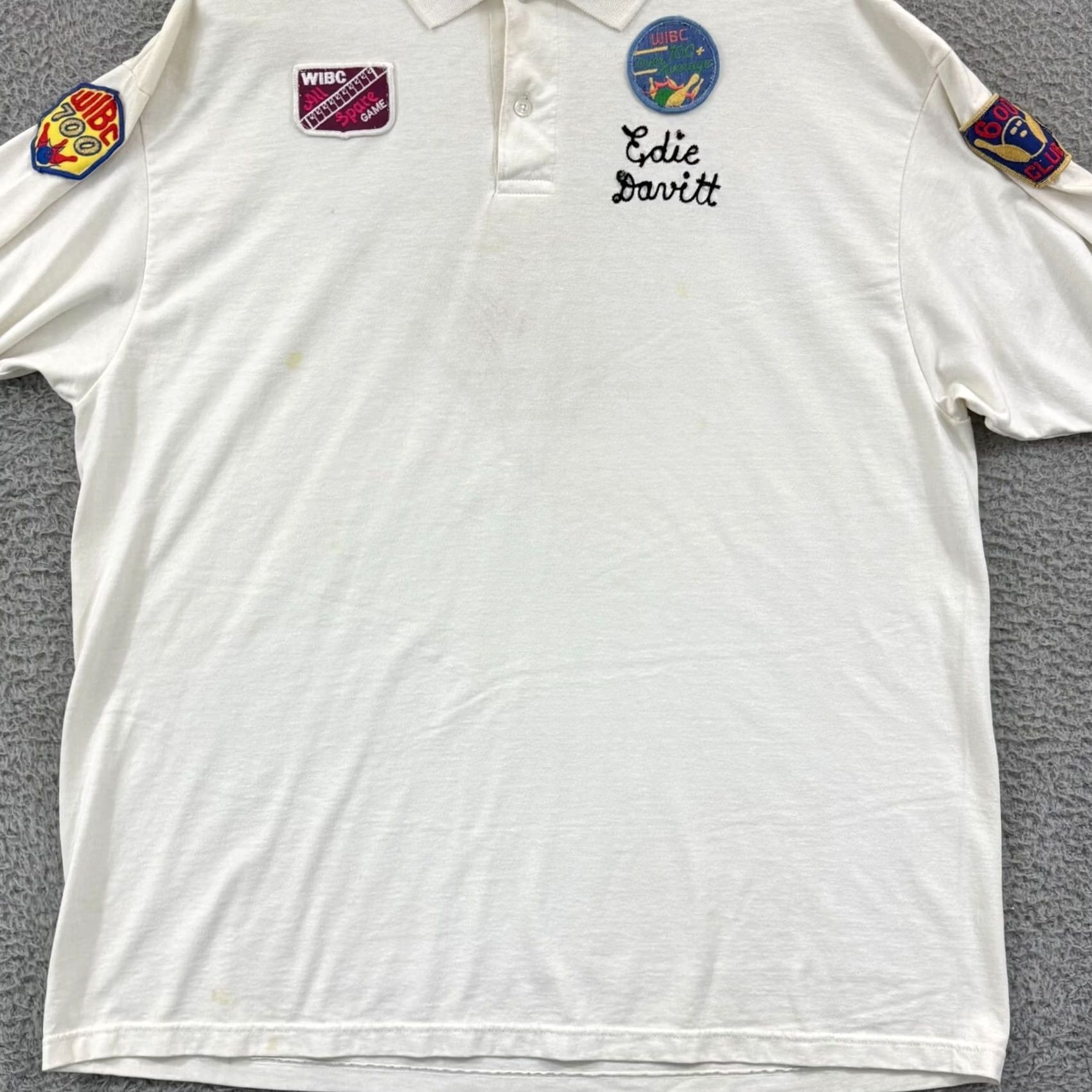 Jerzees VINTAGE Bowling Shirt Mens XL White Short Sleeve Polo Sport 90s Button Pullover Size US XL / EU 56 / 4 - 2 Thumbnail