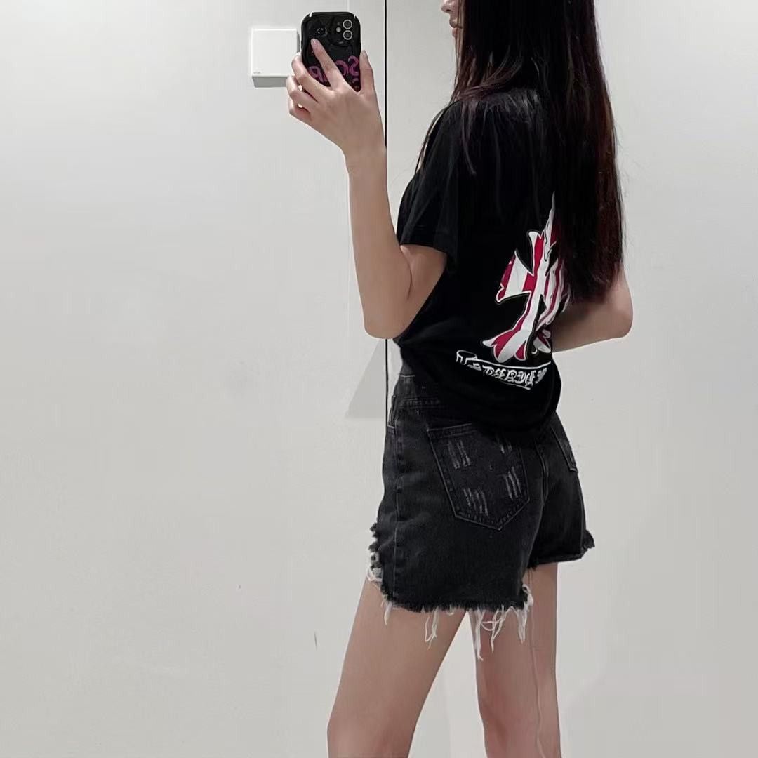 Chrome Hearts USA Flag Triple Cross Logo Short Sleeve Tee