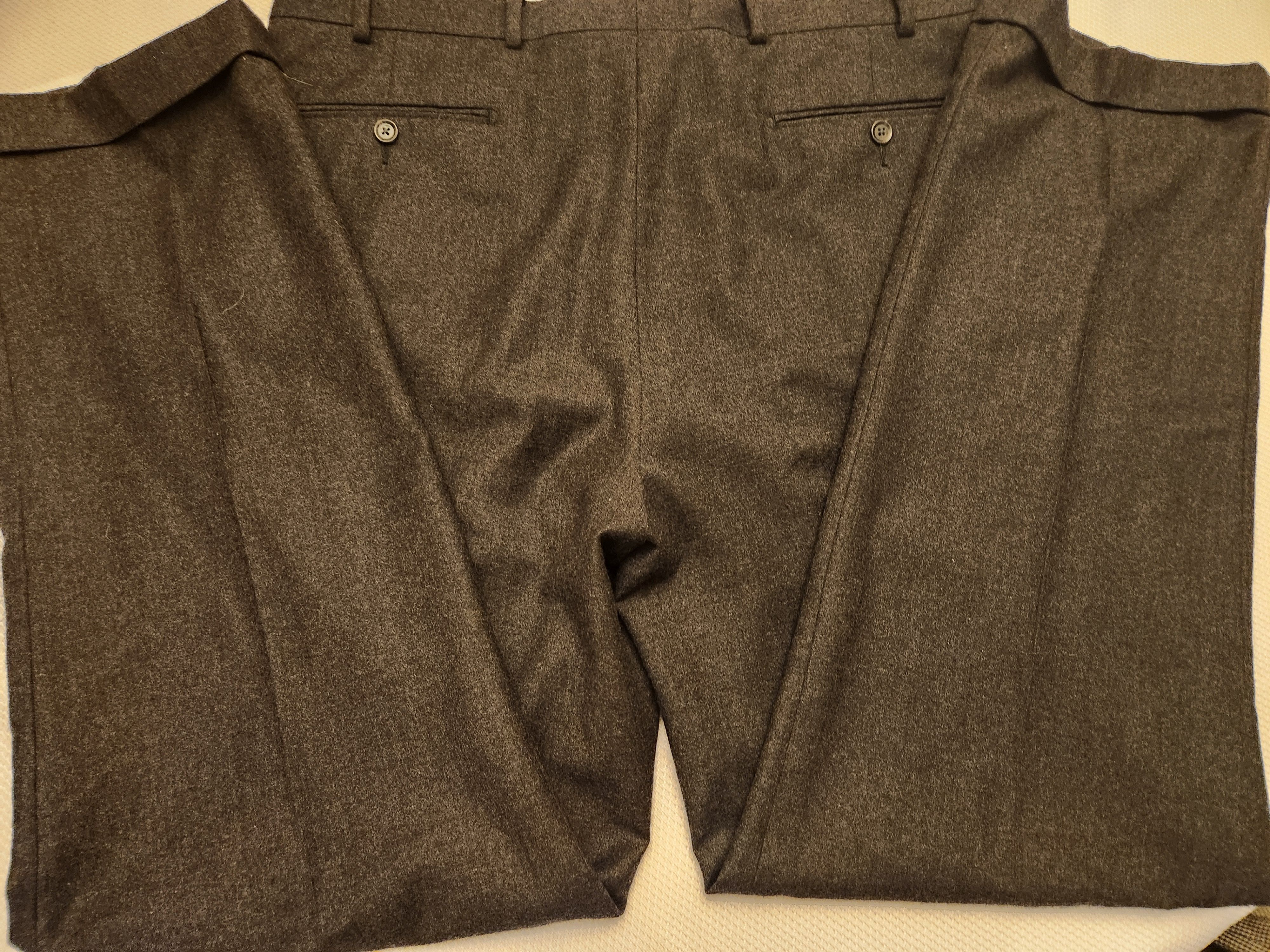 Paul Fredrick Vintage 90's Gray Flannel Pleated Front Dress Pants Size US 38 / EU 54 - 3 Thumbnail