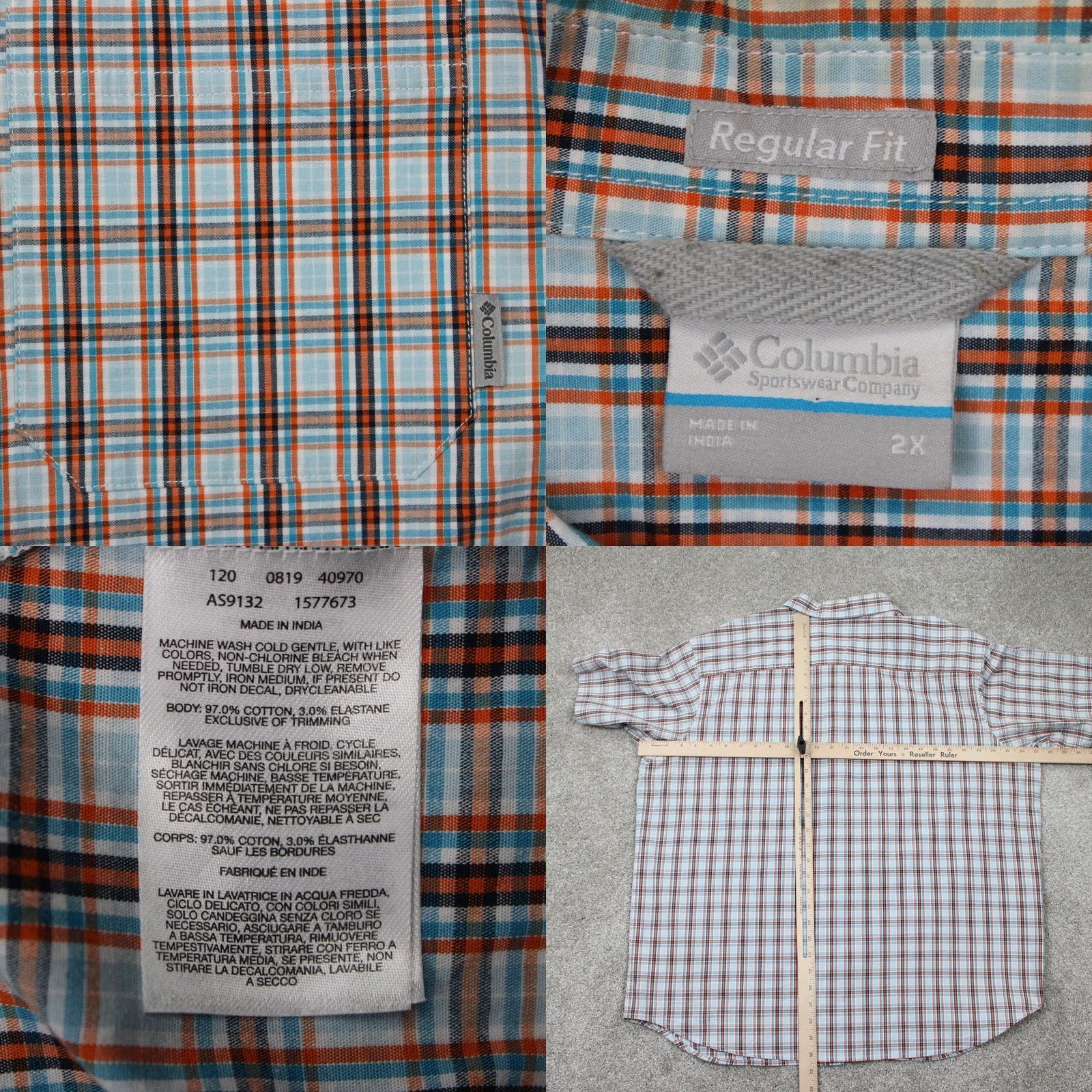 Vintage Columbia Shirt Men 2XL XXL Orange/Blue Rapid Rivers II Regular Fit Short Sleeve Plaid Size US XXL / EU 58 / 5 - 8 Thumbnail
