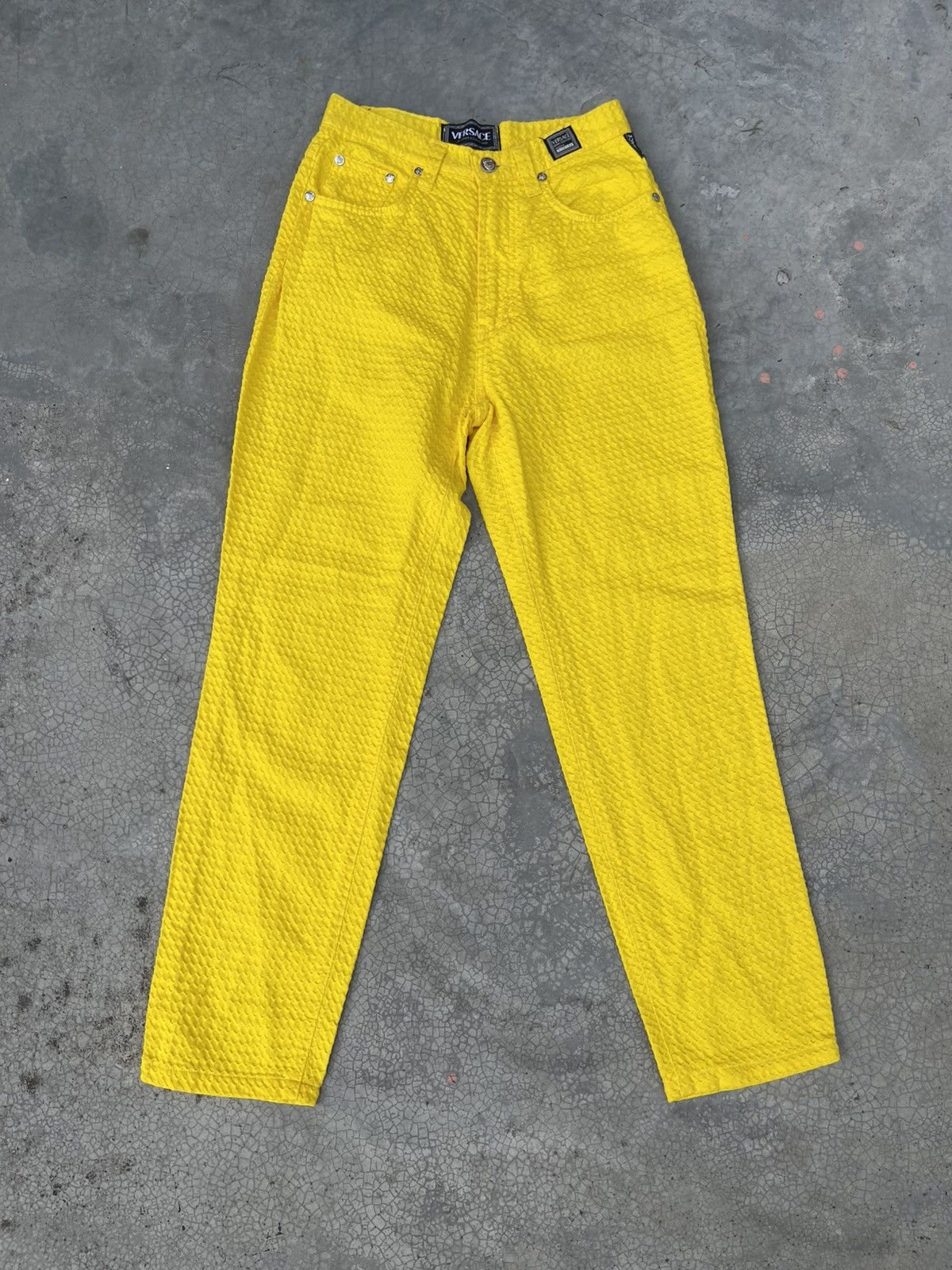 Versace Versace Pants Sunflower W24 L37 Made in Italy Mustard Fringe Size 24" / US 00 / IT 34 - 1 Thumbnail