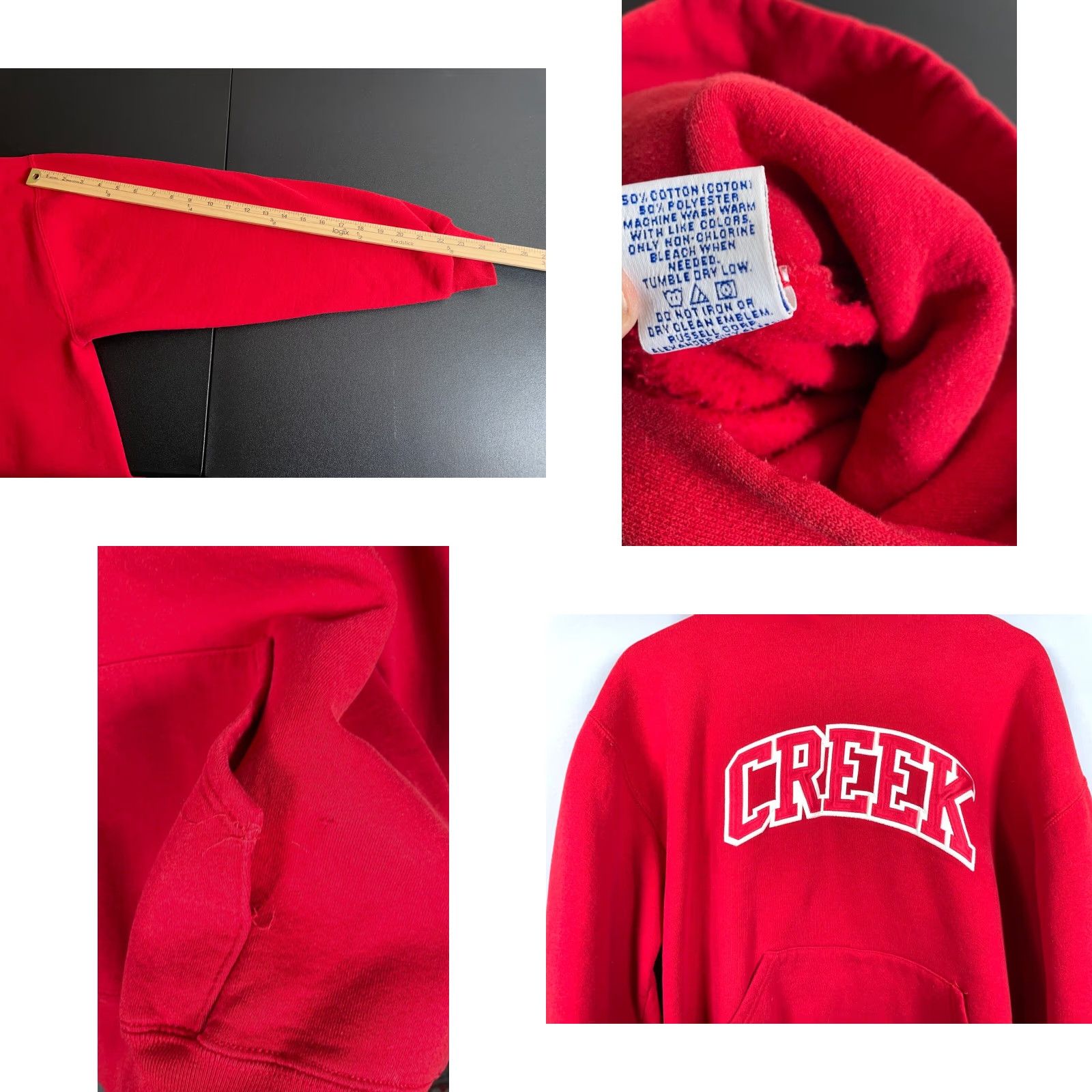 Russell Athletic VINTAGE Russell Athletic Hoodie Crew Neck 90s Red Embroidered Adult Large Logo Graphic Print Sweatshirt 50/50 Mens Size US L / EU 52-54 / 3 - 8 Thumbnail
