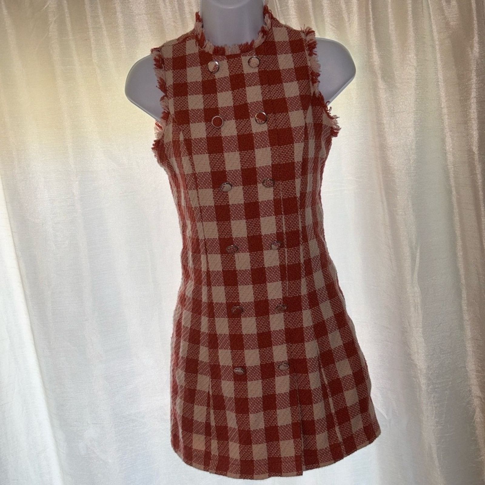 Forever 21 Forever 21 Red and Cream Plaid Mini Dress Size SP Size S / US 4 / IT 40 - 1 Thumbnail