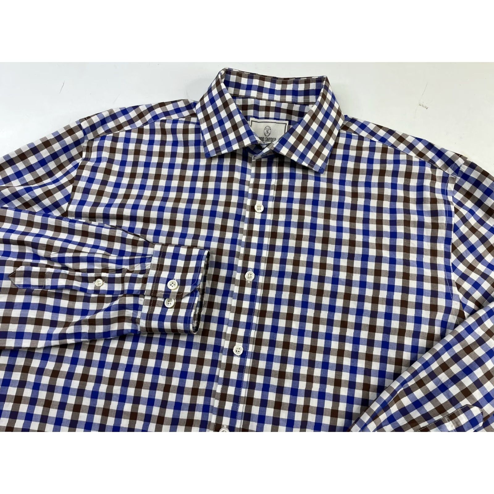 Todd Snyder Todd Snyder Dress Shirt Mens 16.5 32 33 Long Sleeve Plaid Check Button Down Multicolor 100% Cotton Non-Iron Regular Collar Spread Barrel Cuff Size 46R - 2 Thumbnail