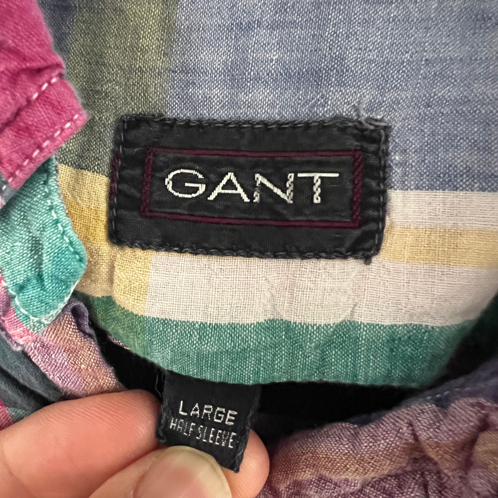 Gant VTG GANT Indian Madras Men's SS Shirt L 21x26 Size US L / EU 52-54 / 3 - 4 Thumbnail