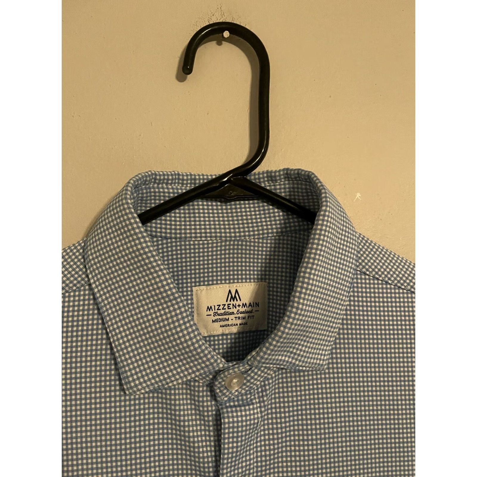 Mizzen+Main Mizzen+Main USA Blue Gingham Check Trim Fit L/S Button Up Dress Shirt Men's M Size 40R - 2 Thumbnail