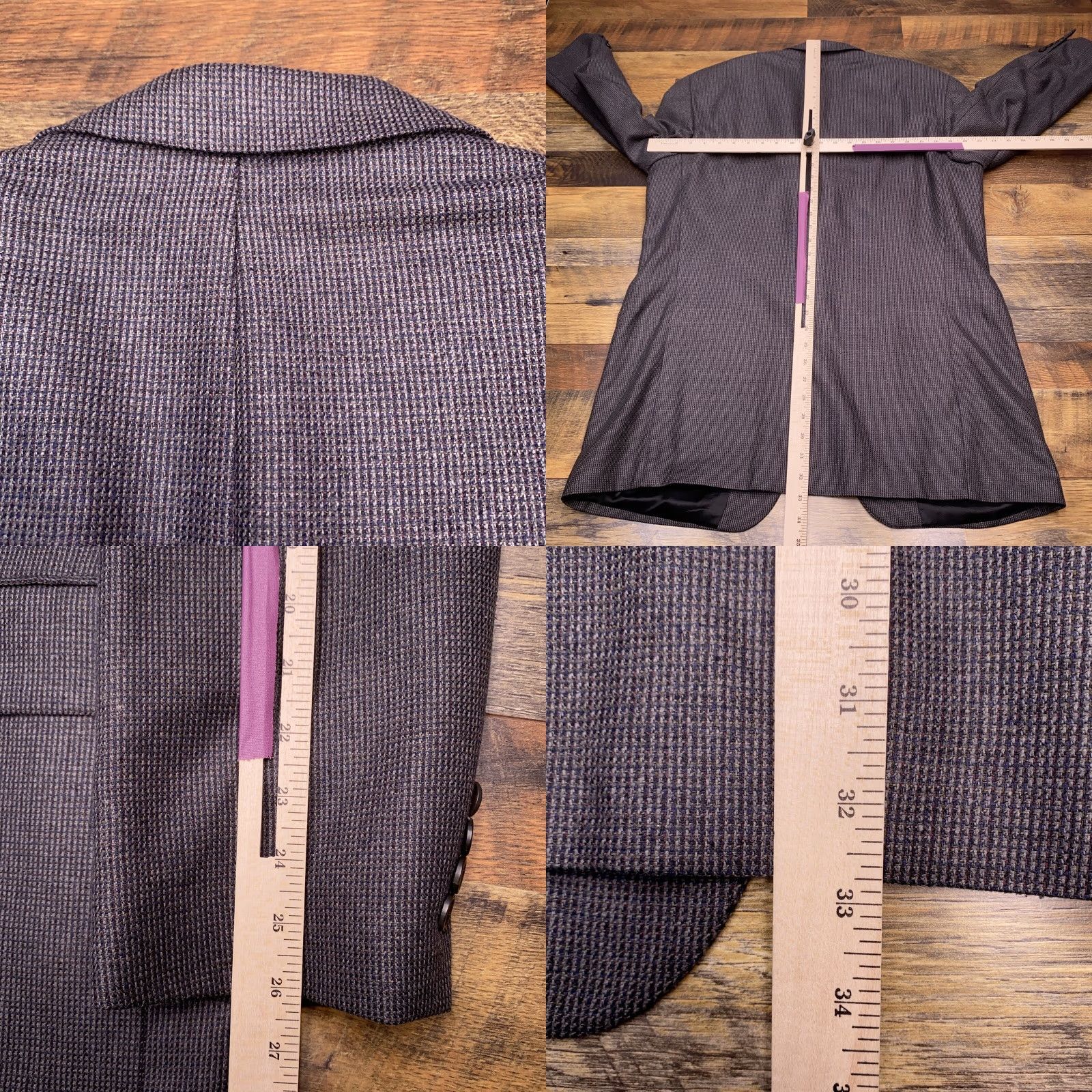 Ralph Lauren VINTAGE Ralph Lauren Sport Coat Blazer Wool Blue 46R Men Single-Breasted Notch Lapel 2-Button Plaid Dress Coat Jacket Size 46R - 8 Thumbnail