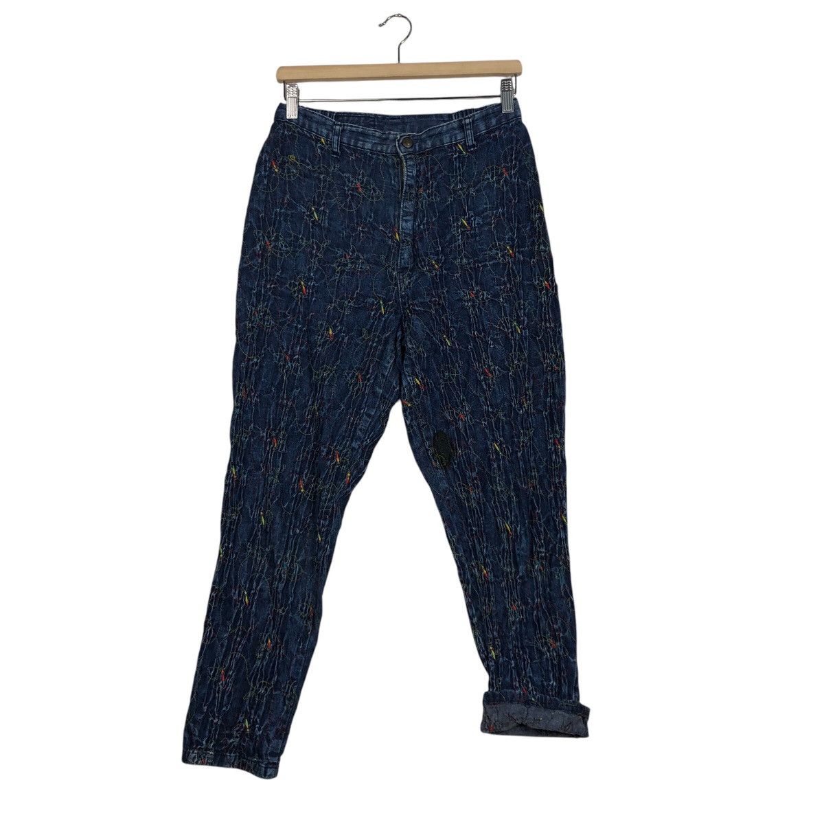 Japanese Brand 📌Vintage Denim Jeans Colourful Quilted Design Size 28" / US 6 / IT 42 - 15 Thumbnail