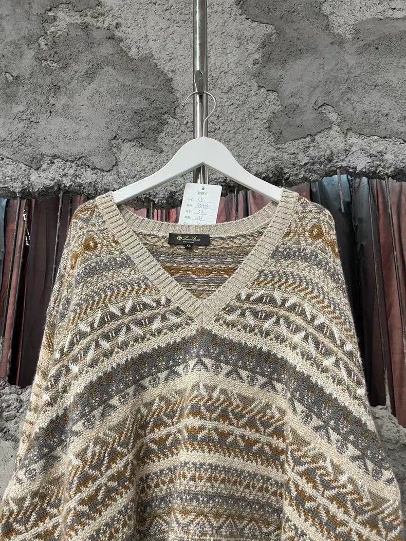 Loro Piana Loro Piana Patterned V-Neck Sweater- Size US XL / EU 56 / 4 - 3 Thumbnail