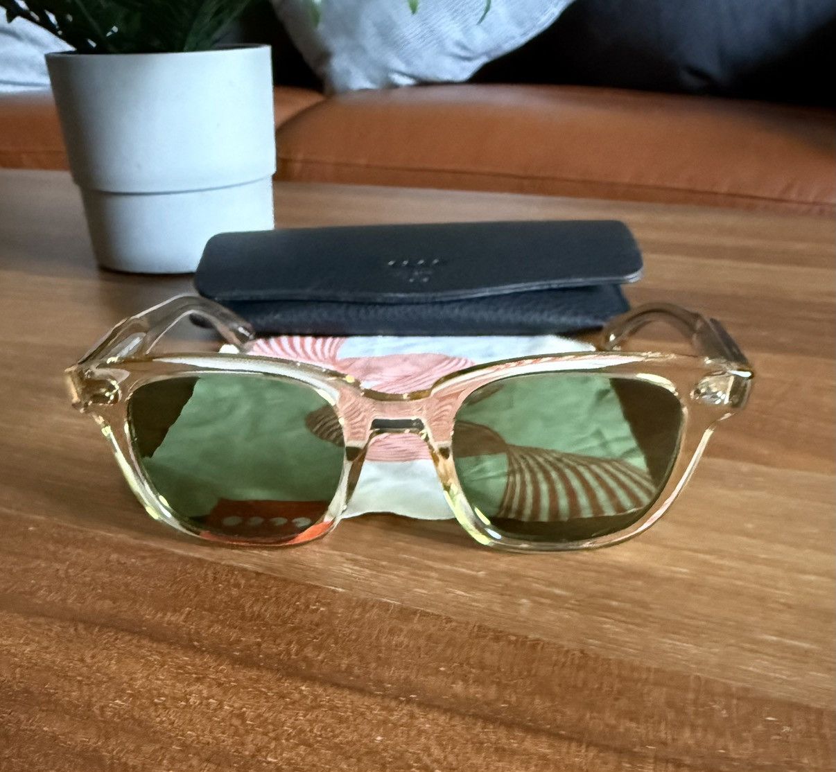 Garrett Leight Brand New 🇺🇸 GLCO Calabar Champagne / Smoke Green Sunglasses Size ONE SIZE - 4 Thumbnail