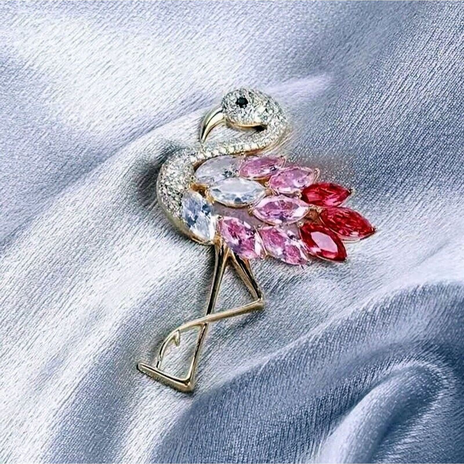 Other Flamingo Brooch Pin • Red • Pink • Clear • Rhinestones Size ONE SIZE - 4 Thumbnail