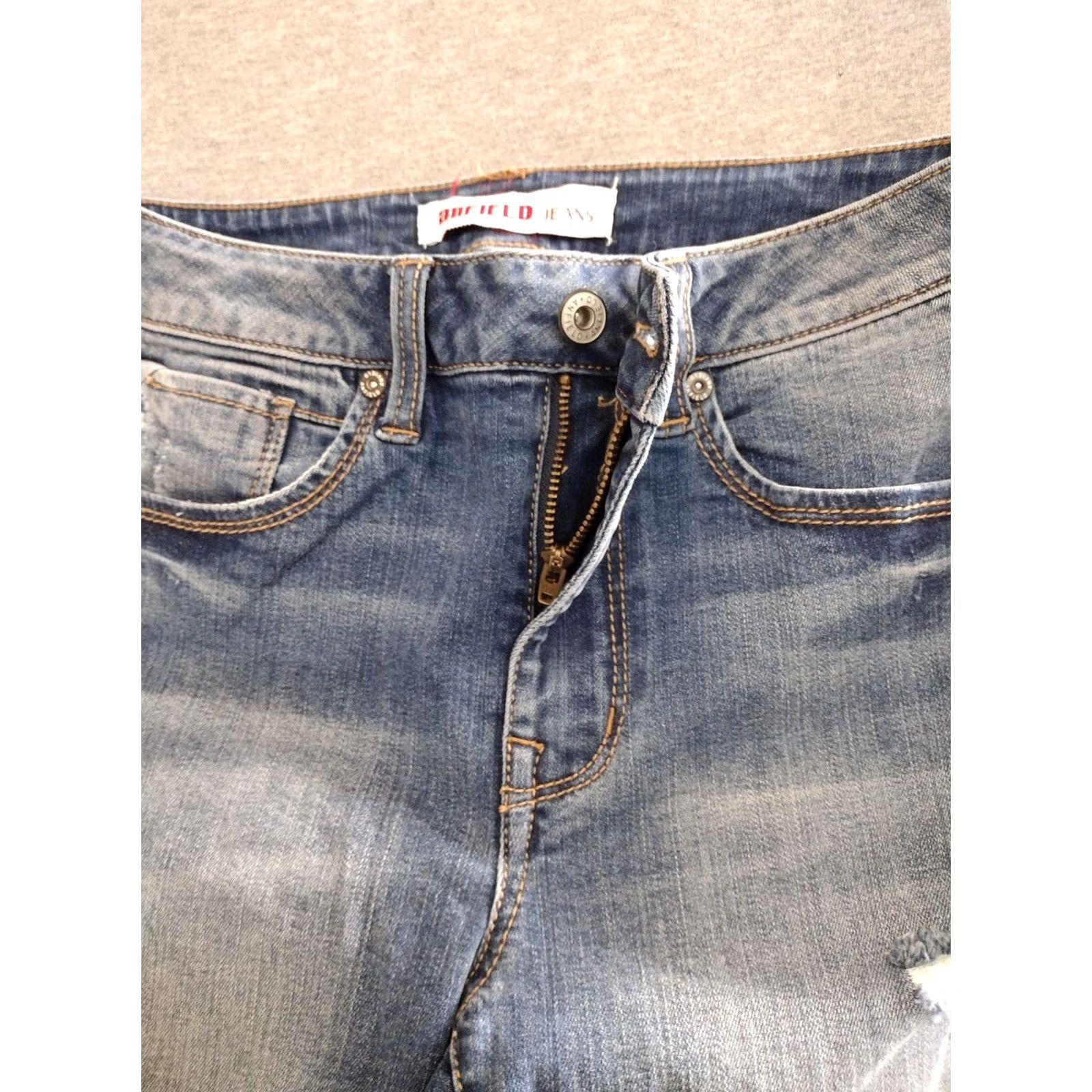 Penfield Anfield Jeans Distressed Mid Rise Skinny 90s Light Blue XS Women Regular Slim 24in 24in Cotton Spandex Denim Brand: Anfield Size 26" / US 2 / IT 38 - 3 Thumbnail