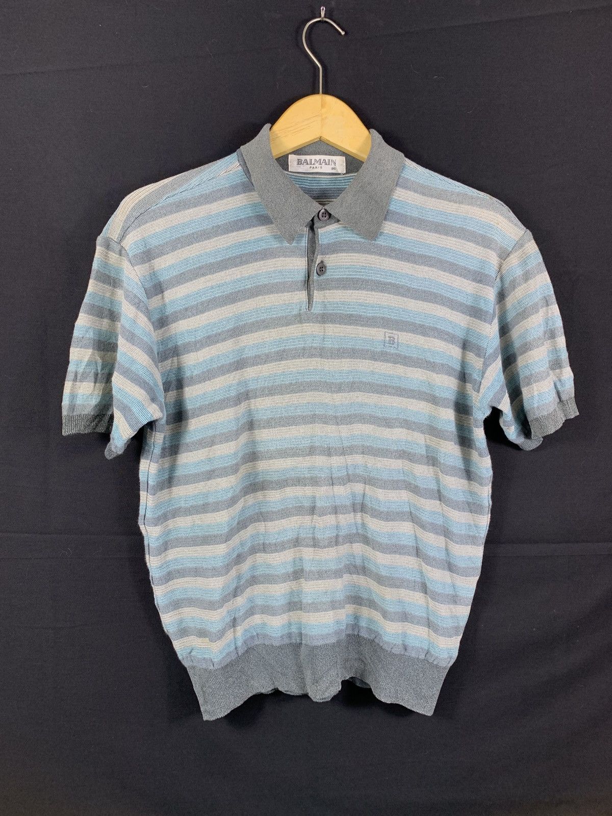 Balmain Rare Vintage 90s Balmain striped Ringer Shirt Size US M / EU 48-50 / 2 - 1 Thumbnail