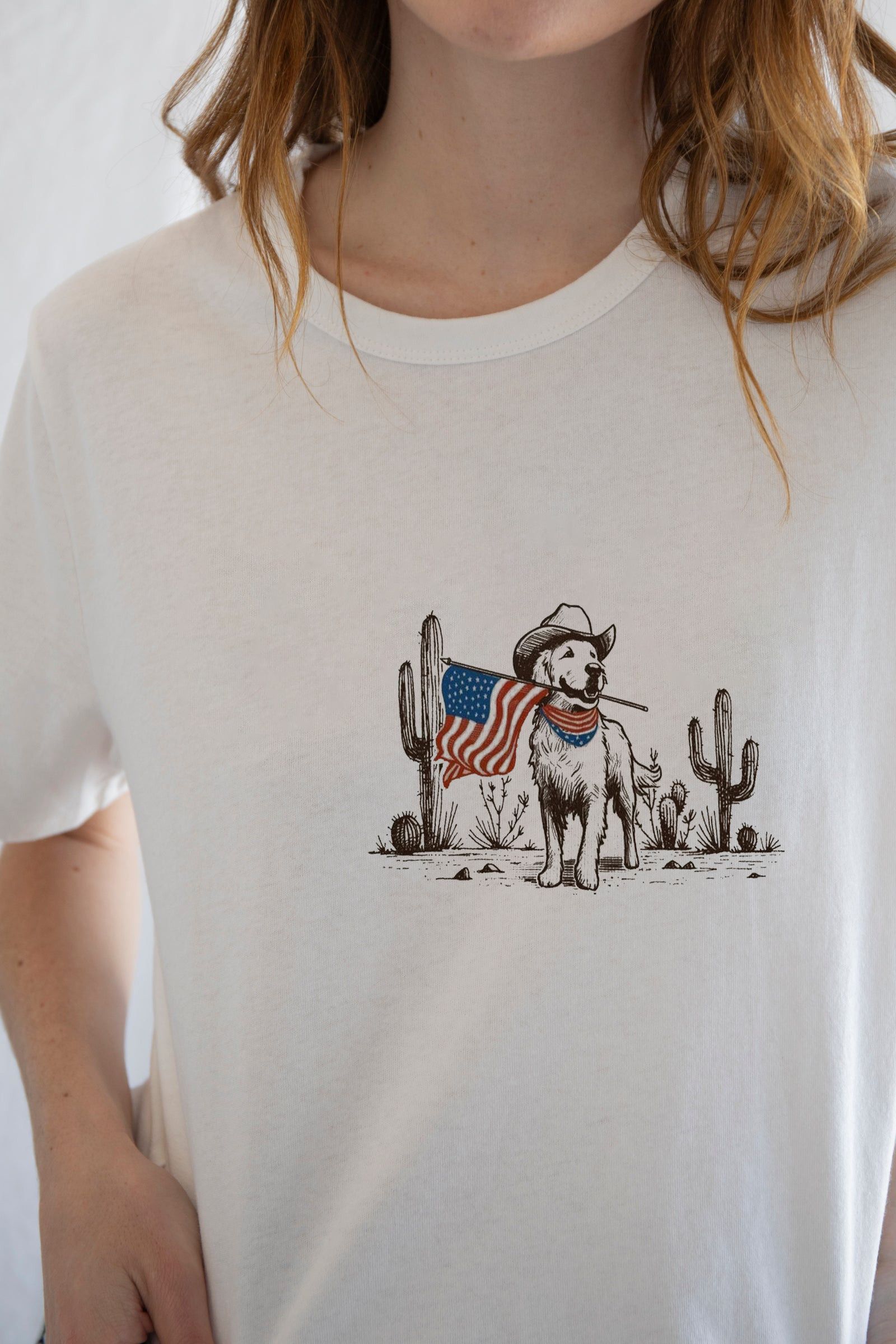 Vintage American Flag Dog Tee – Cowboy Memorial Edition 🇺🇸🐾 Size M / US 6-8 / IT 42-44 - 2 Thumbnail