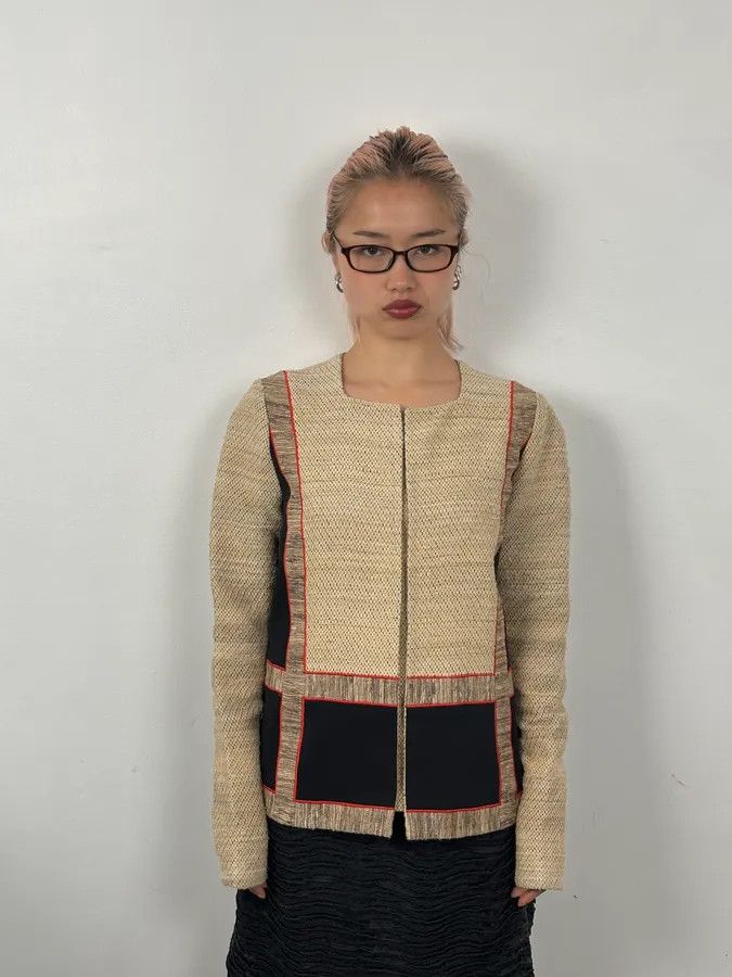 Balenciaga SS2009 Balenciaga Beige Wool Contrast Pocket Light Blazer Jacket Size US XS / EU 42 / 0 - 2 Thumbnail