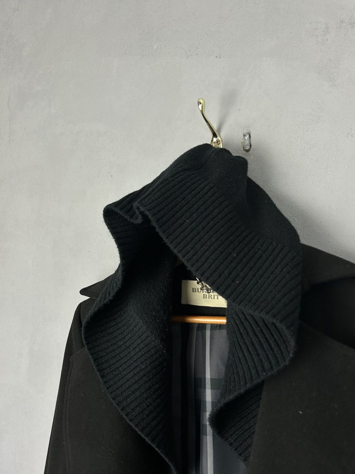 Burberry Burberry Brit Wool Coat Black Women’s Double Breasted Knit Size XL / US 12-14 / IT 48-50 - 6 Thumbnail
