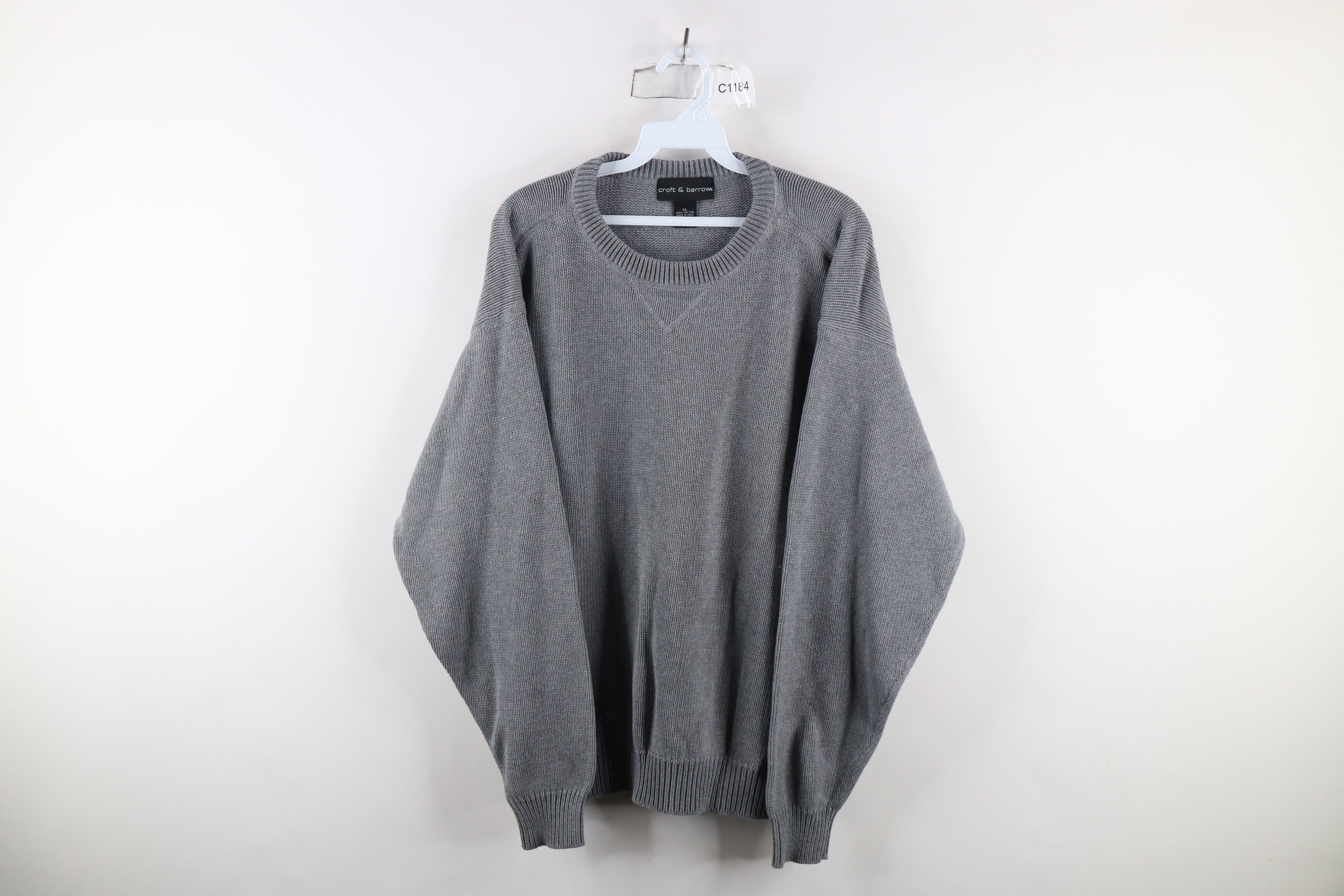 Vintage Vintage 90s Streetwear Cotton Knit Crewneck Sweater Gray Size US XL / EU 56 / 4 - 1 Thumbnail