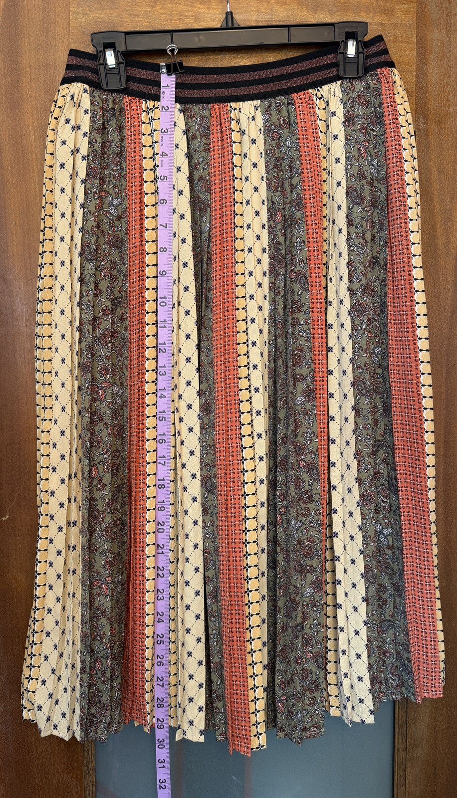 Anthropologie THML Women’s Pleated Patterned Skirt Elastic Metallic Waist Size 27" / US 4 / IT 40 - 7 Thumbnail