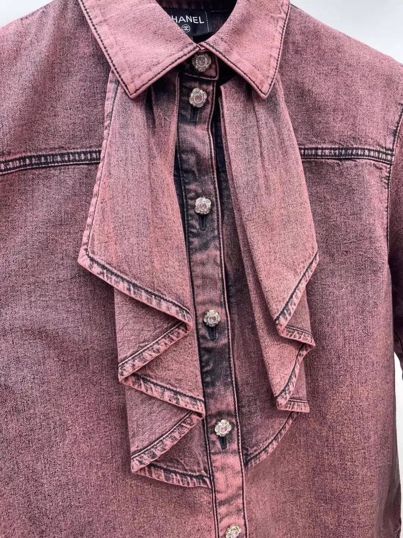 Chanel Chanel 24A soft denim lace shirt 2504-Nextarrow Size XS / US 0-2 / IT 36-38 - 4 Thumbnail