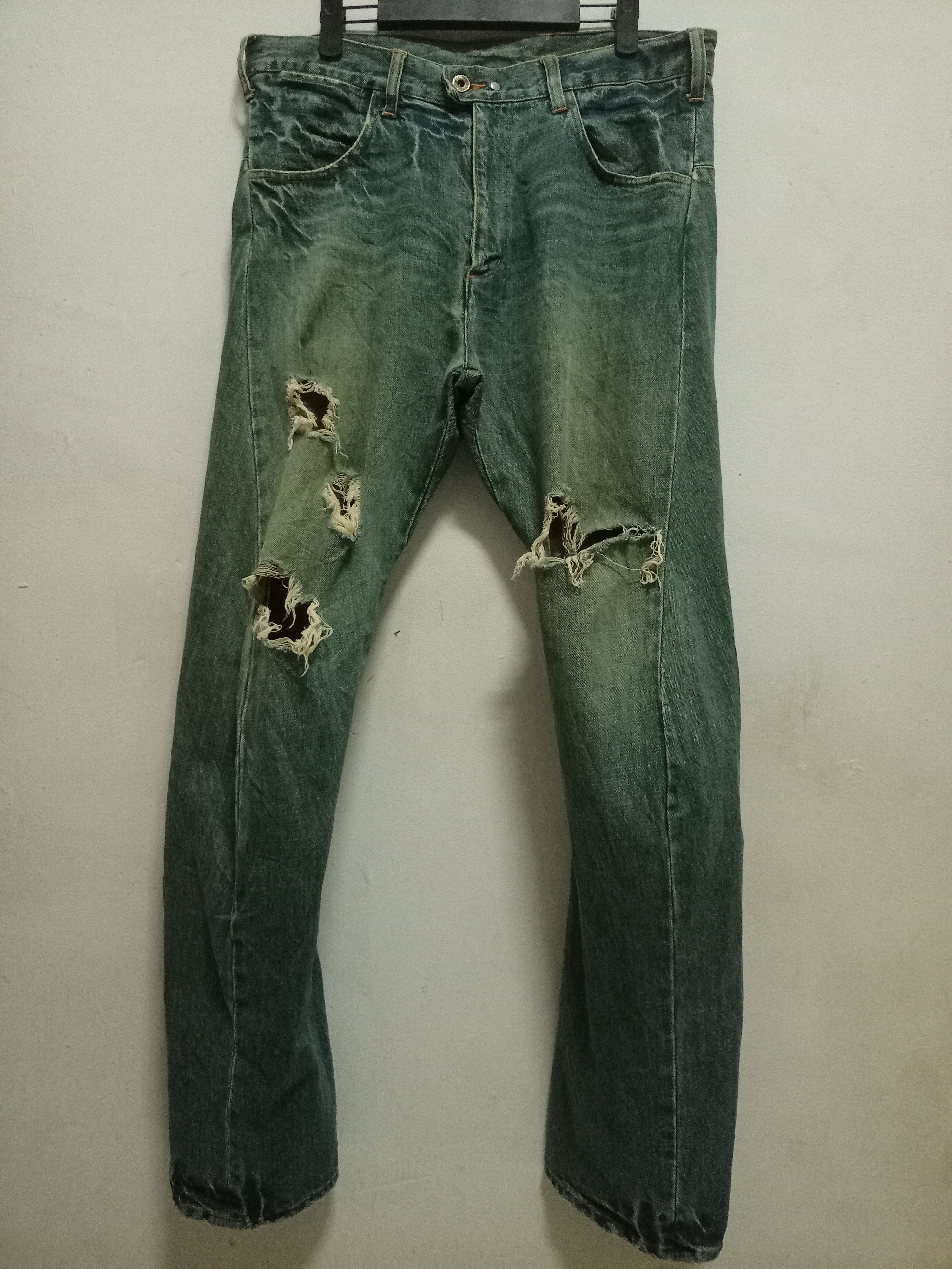 Japanese Brand Vintage Vertigo Design Sick Mud Wash Distressed Curve Jeans Size US 34 / EU 50 - 1 Thumbnail