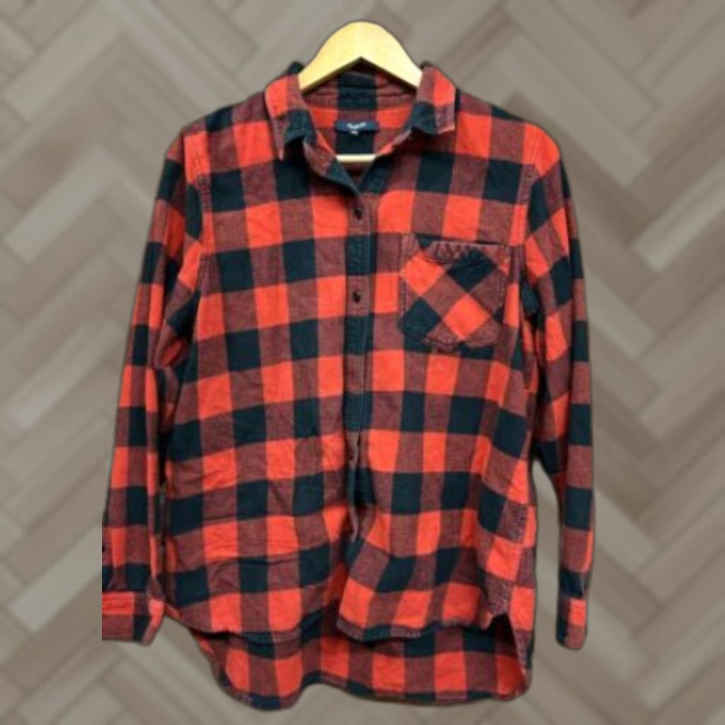 Madewell Madewell Shirt Womens Large Button-Up Long Sleeve Red Plaid Flannel Casual Size L / US 10 / IT 46 - 1 Thumbnail