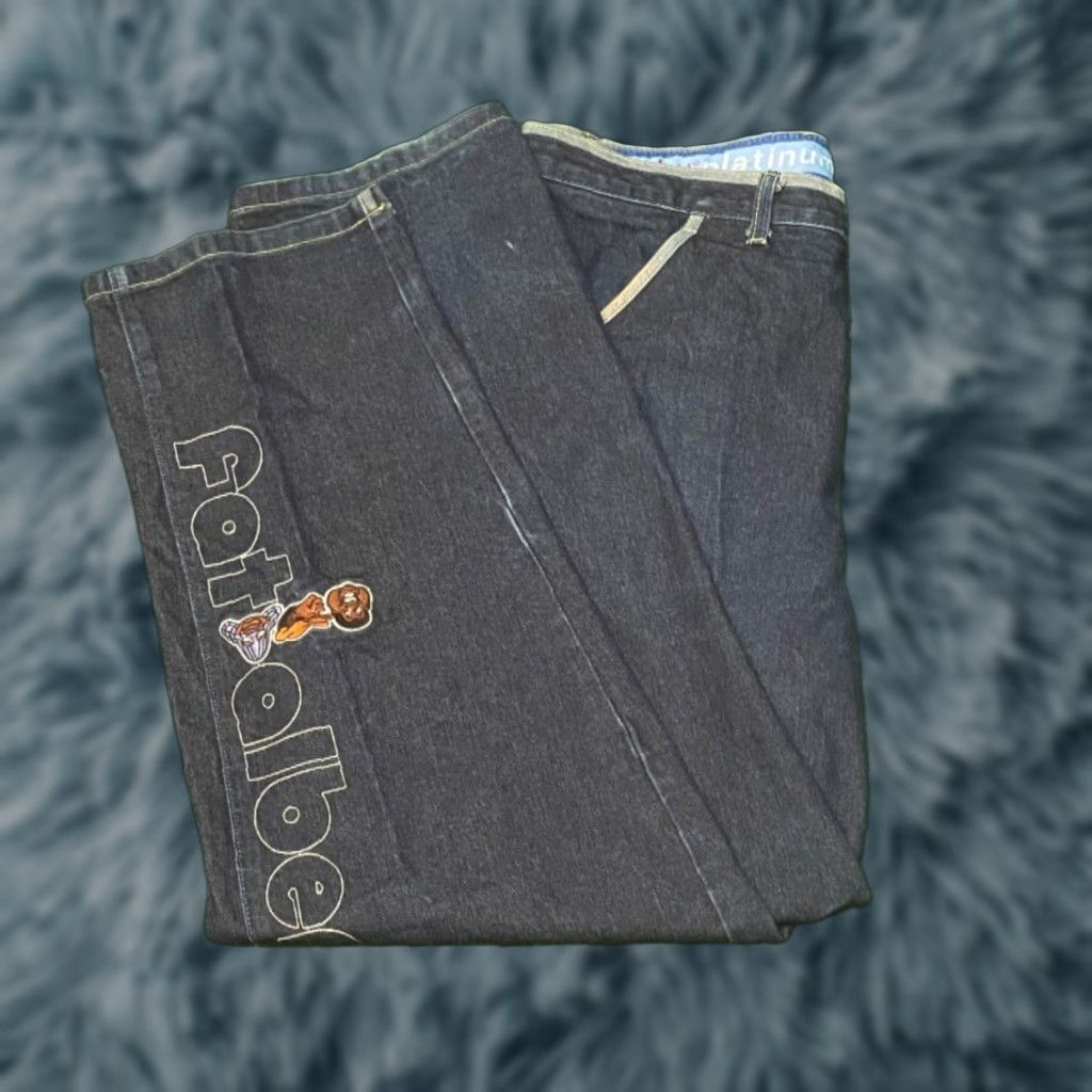 Fubu VINTAGE FUBU Baggy Hip Hop Skater Grunge Jeans VTG Mens Size 34 Fat Albert 34x32 Blue Embroidered Wide-Leg Pockets Mens Size US 34 / EU 50 - 1 Thumbnail