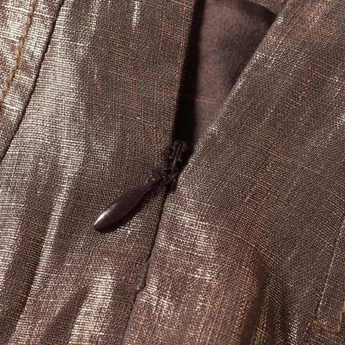 Dior Linen Skirt Brown x Metallic Gold Size 27" / US 4 / IT 40 - 3 Thumbnail