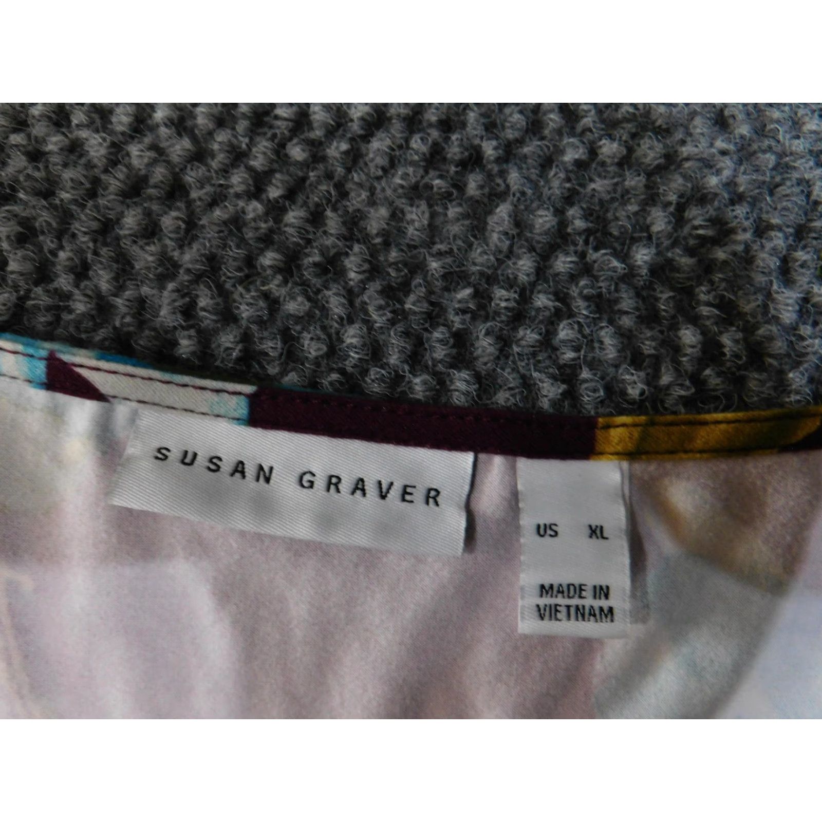 Vintage Susan Graver Shirt Womens XL Burgundy Floral Bell Sleeve Stretch Top Blouse Boho Size XL / US 12-14 / IT 48-50 - 7 Thumbnail