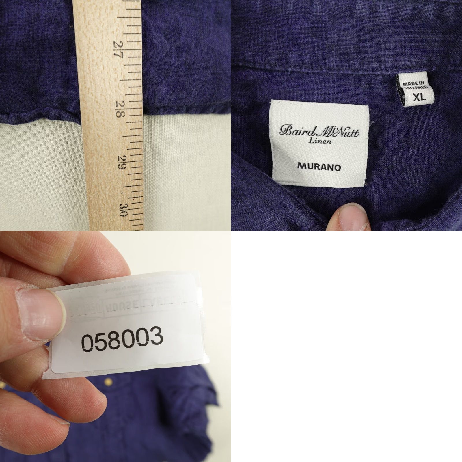 Murano Murano Baird McNutt Shirt Mens XL Blue Linen Button-Up Short Sleeve Collared Pocketed Casual Shirt Size US XL / EU 56 / 4 - 8 Thumbnail