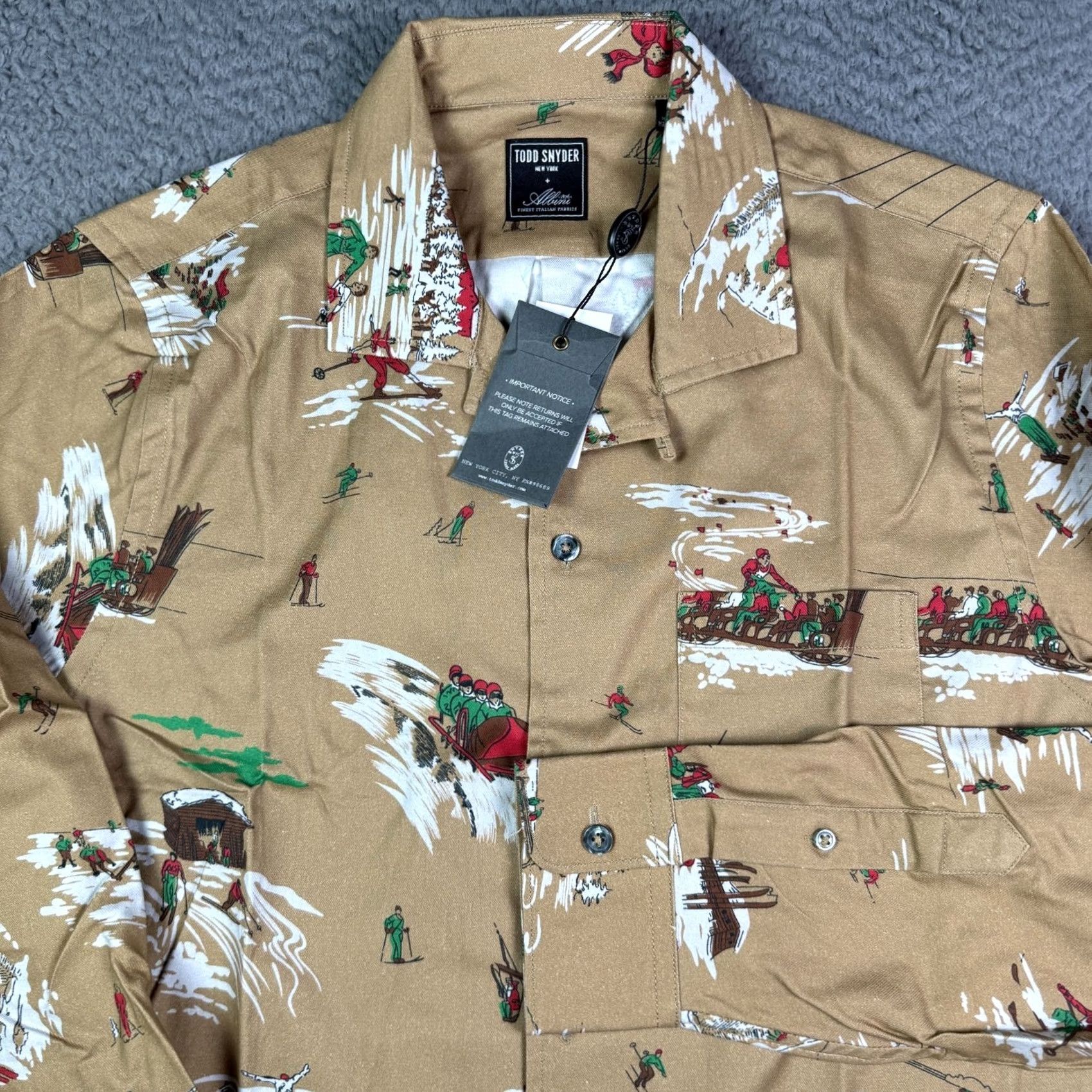 Todd Snyder VINTAGE Todd Snyder Albini Sled Print Flannel Shirt Mens M Tan Camp Loop Collar Shirt Mens M Tan Christmas Winter Snow Mountain Sled Pockets Buttons Size US M / EU 48-50 / 2 - 2 Thumbnail