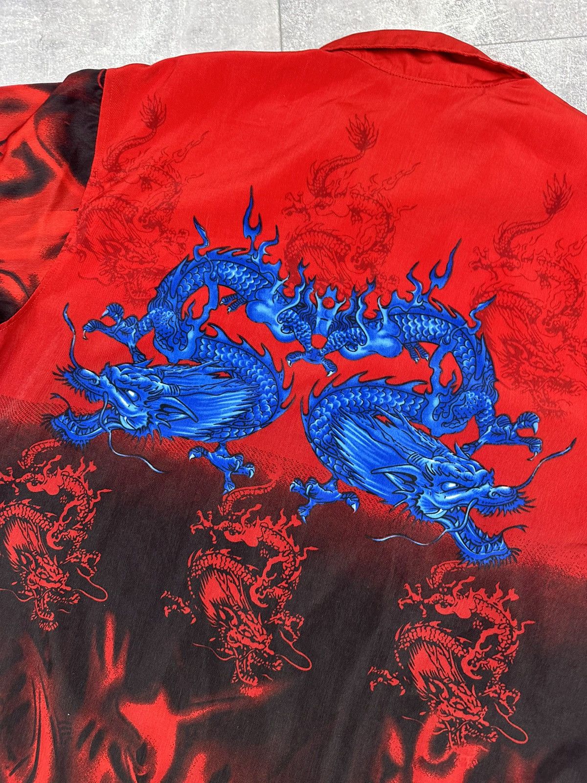 Japanese Brand Vintage 90S Crazy Japan Dragon Print Hawaiian Shirt Y2K Size US XL / EU 56 / 4 - 10 Thumbnail