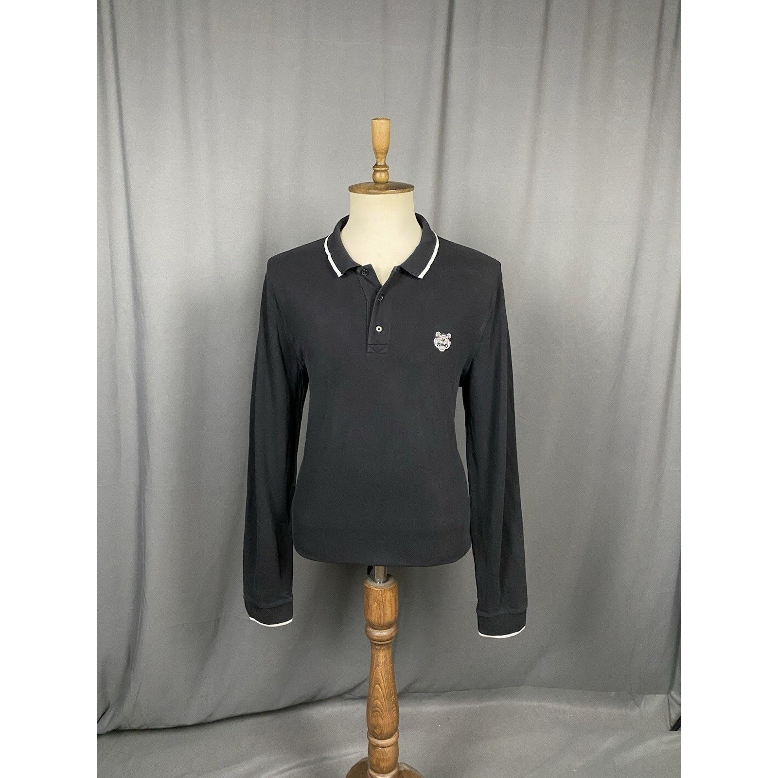 Kenzo Kenzo Small Logo Men's Black Polo Sweater Size XL Size US XL / EU 56 / 4 - 3 Thumbnail