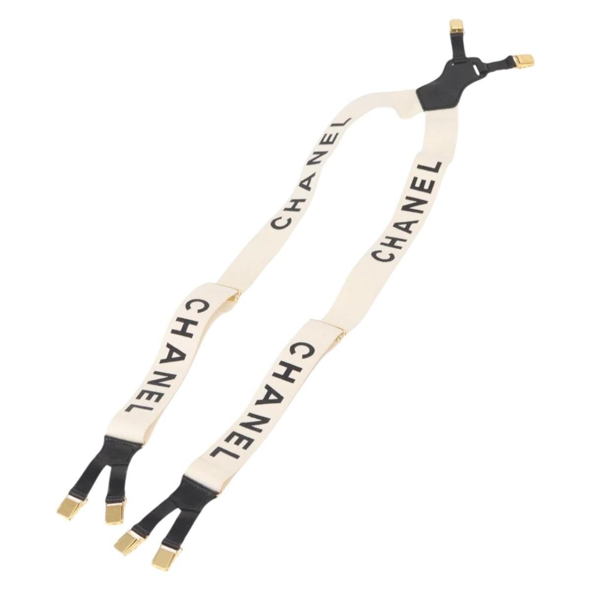 Chanel Chanel Suspenders Canvas Leather White CC Belt Size ONE SIZE - 2 Thumbnail